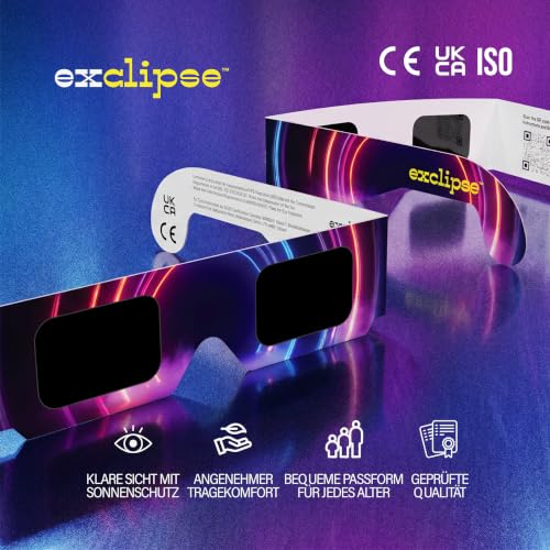 Detalle de exclipse Sonnenfinsternisbrille 5er-Pack mit Handy-Filter – ISO 12312-2, CE & UKCA zertifiziert