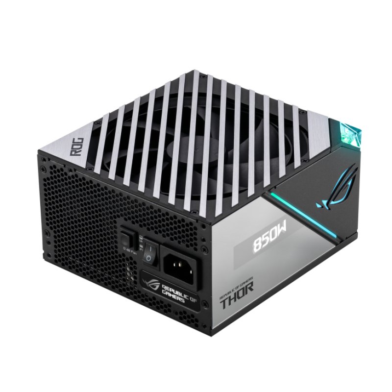 Detalle de ASUS ROG Thor 850P2: fuente modular de 850 W con certificación 80 Plus Platinum y OLED
