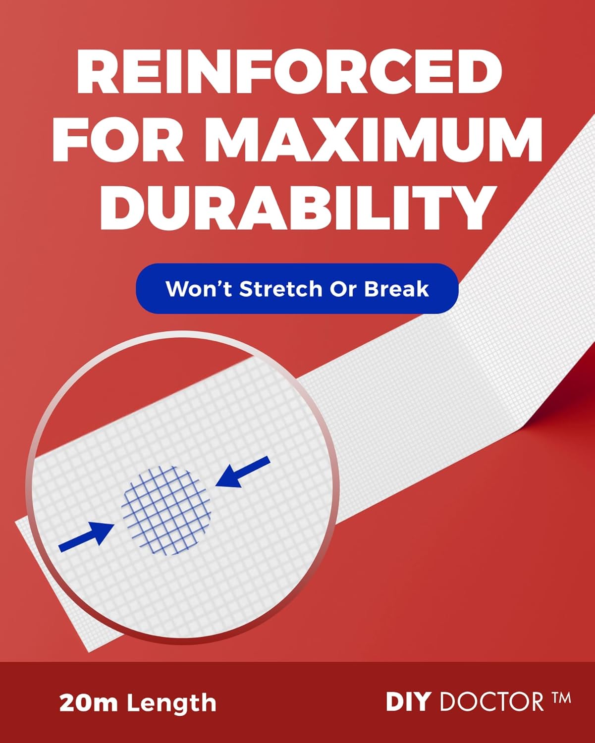 Detalle 2 de DIY Doctor Double Sided Carpet Tape Heavy Duty (20m x 21mm) – No-Residue Extra Strong Rug Grip Tape
