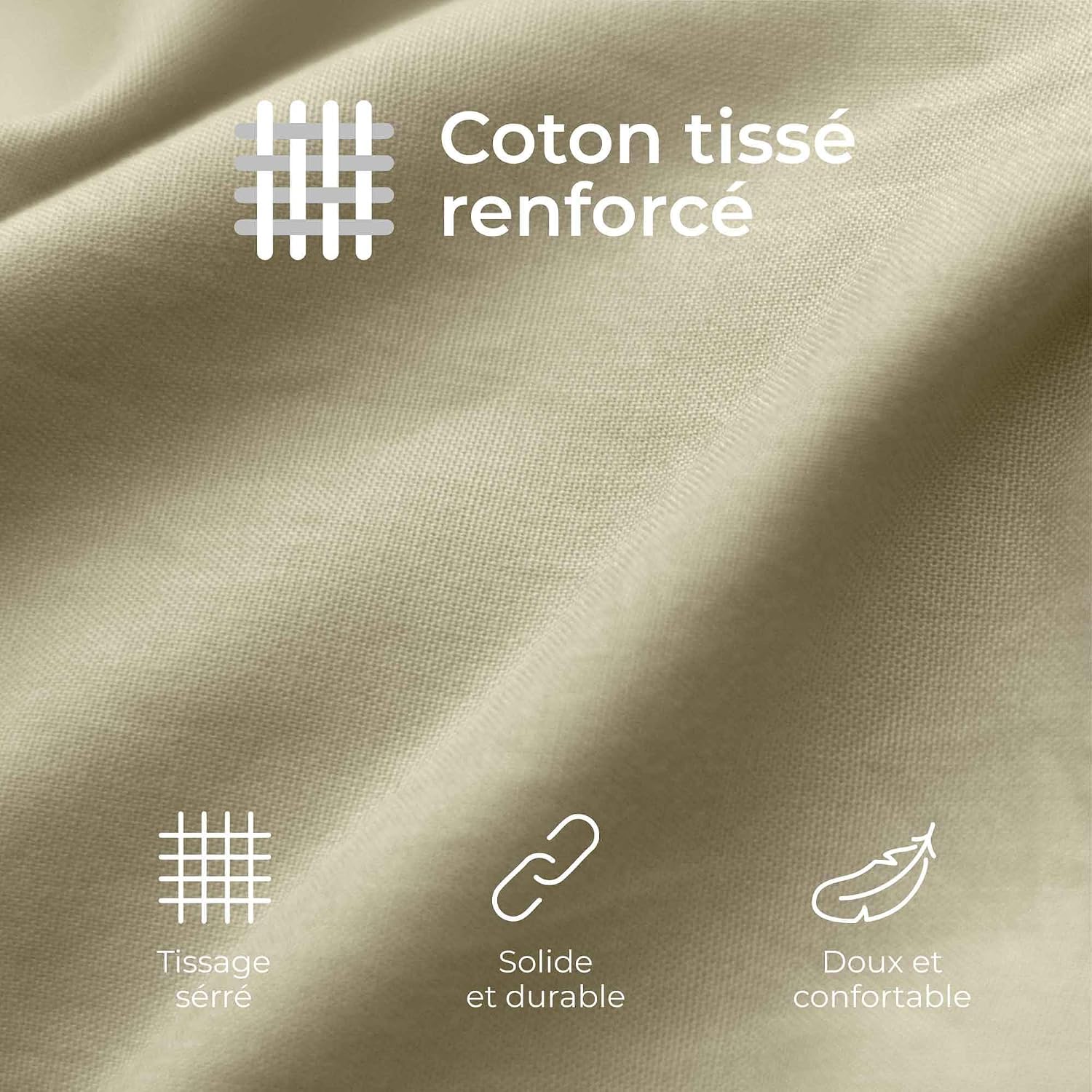 Detalle de Dreamzie Taie Oreiller 40x60 en coton renforcé (set de 2) beige – certifié Oeko-Tex