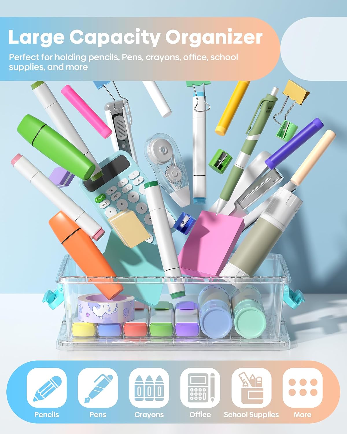Thumbnail 4 de BiuLeon 8-Pack Clear Plastic Pencil Boxes, Stackable with Snap-Tight Lids