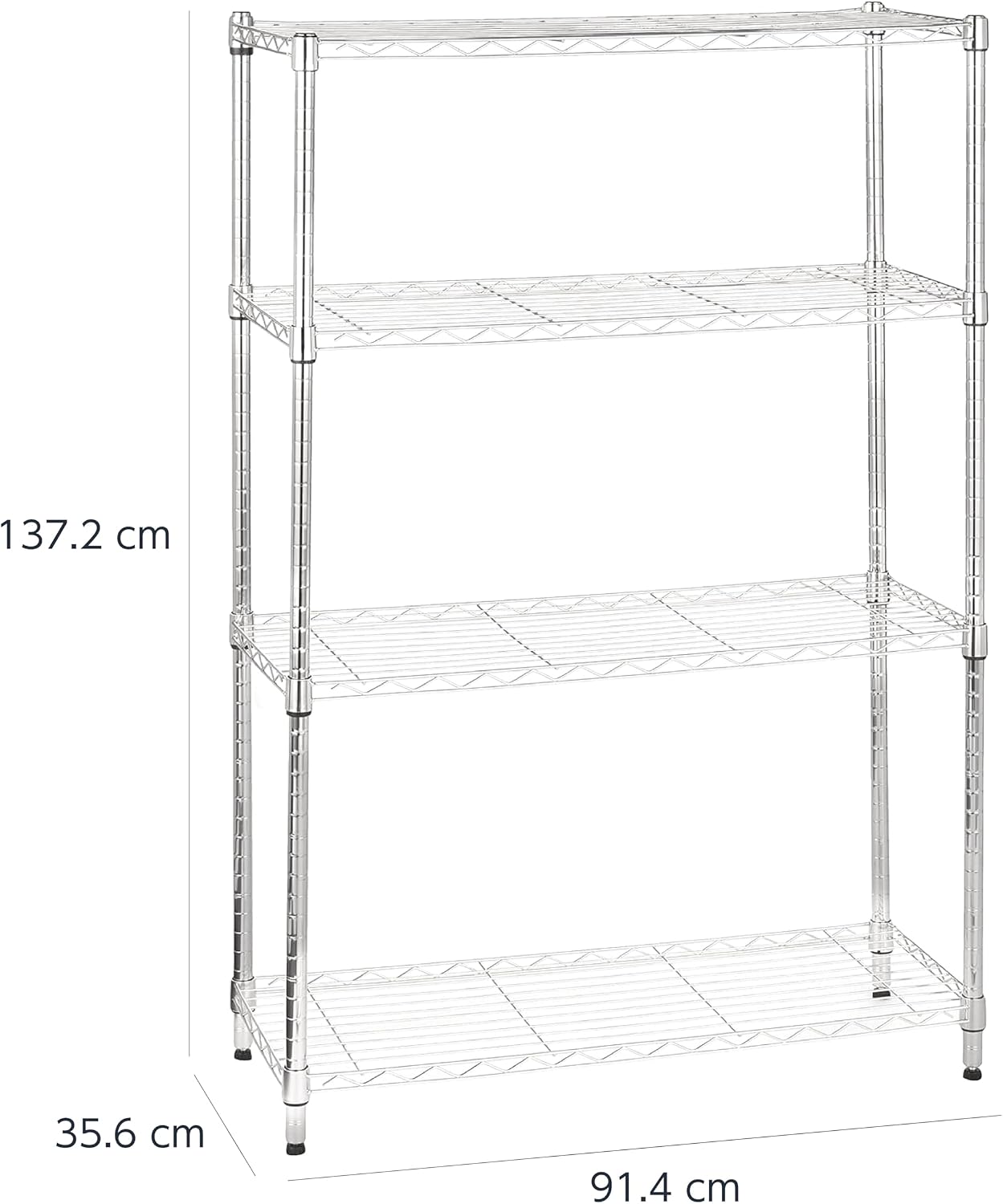 Detalle de Amazonベーシック スチールラック 4段 幅91.4×奥行35.6×高さ137.2cm クロムメッキ