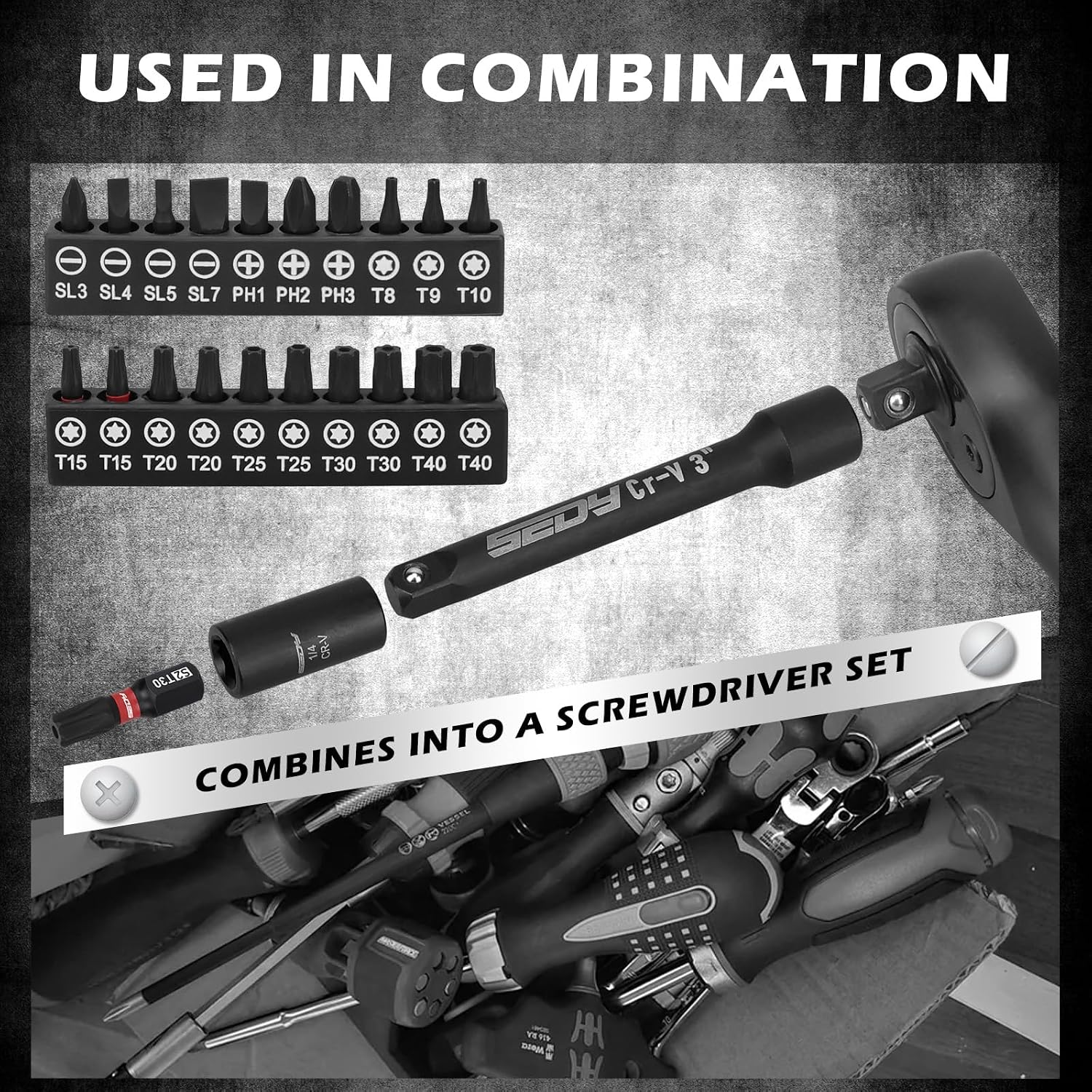 Detalle 2 de SEDY 63-Piece 1/4" Metric Socket Set with Deep Sockets and Magnetic Nut Drivers