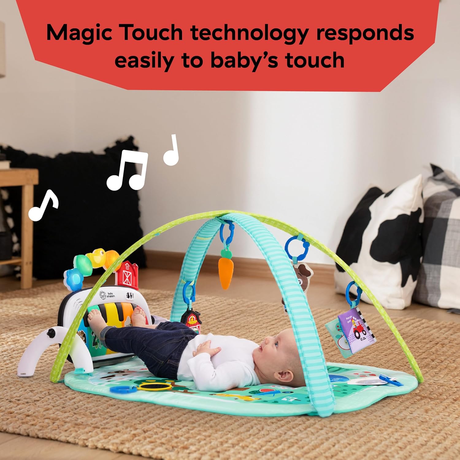 Detalle de Baby Einstein Farm Explorers 4-in-1 Kickin' Tunes Musical Meadow – Spielbogen mit Piano