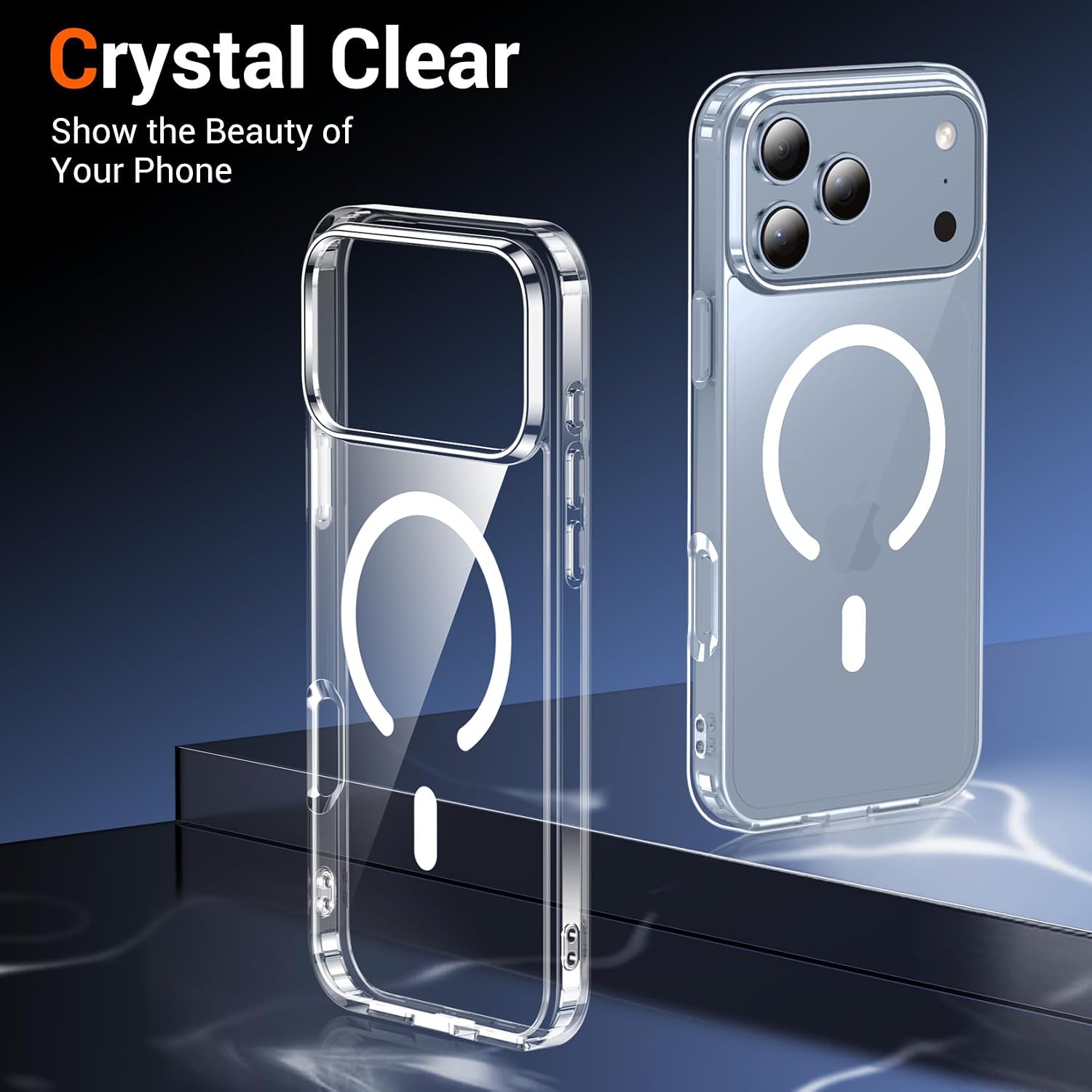 Detalle de Temdan iPhone 17 Pro Clear Case with Screen Protector (MagSafe Compatible) — Shockproof Slim Magnetic Cover