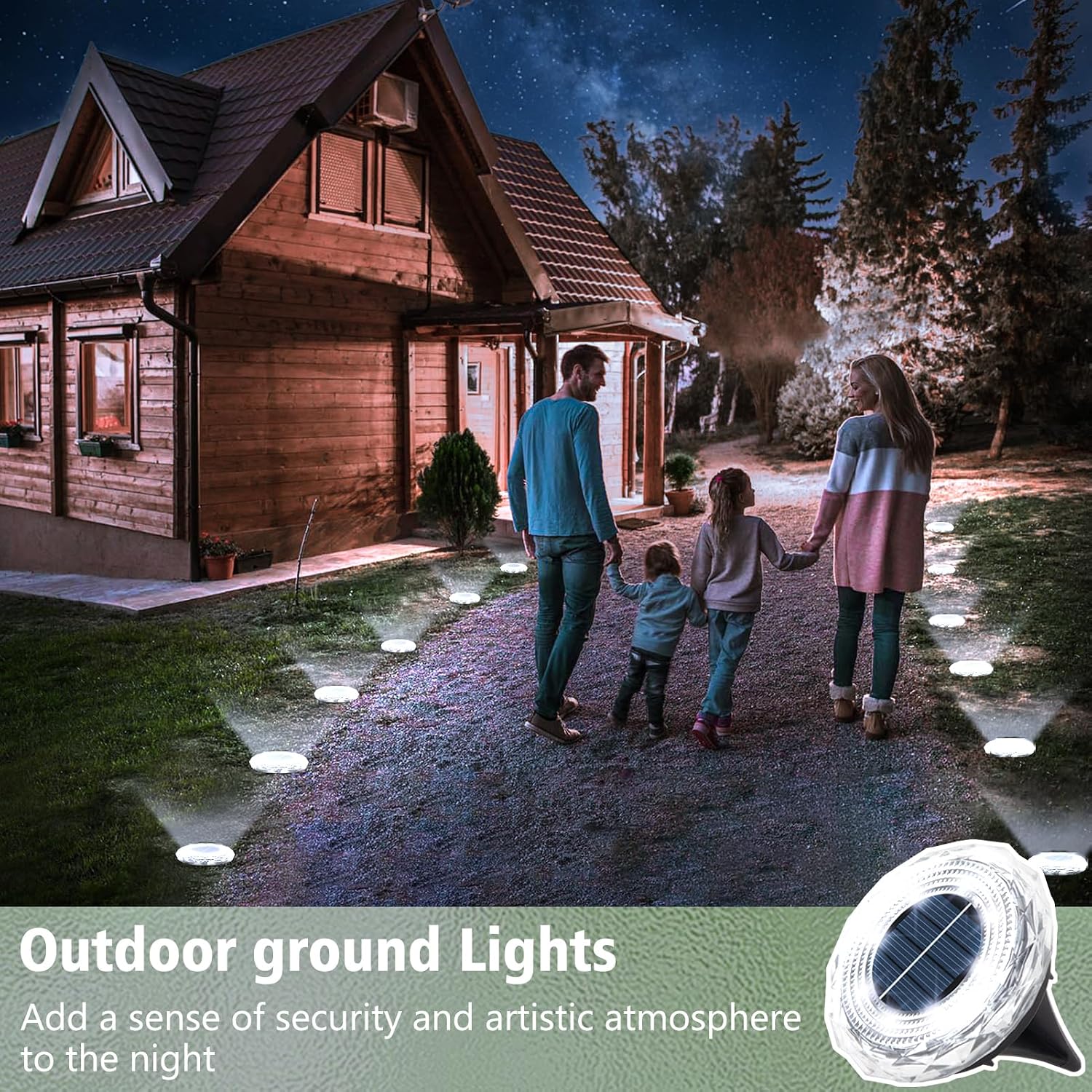Detalle 2 de echosari Solar Ground Lights 12 Pack – Auto ON/OFF IP65 cool white driveway and pathway garden lights