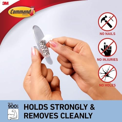 Thumbnail 2 de Command Medium Hooks, Clear: 7 Hooks and 10 Adhesive Strips for Damage-Free Organisation