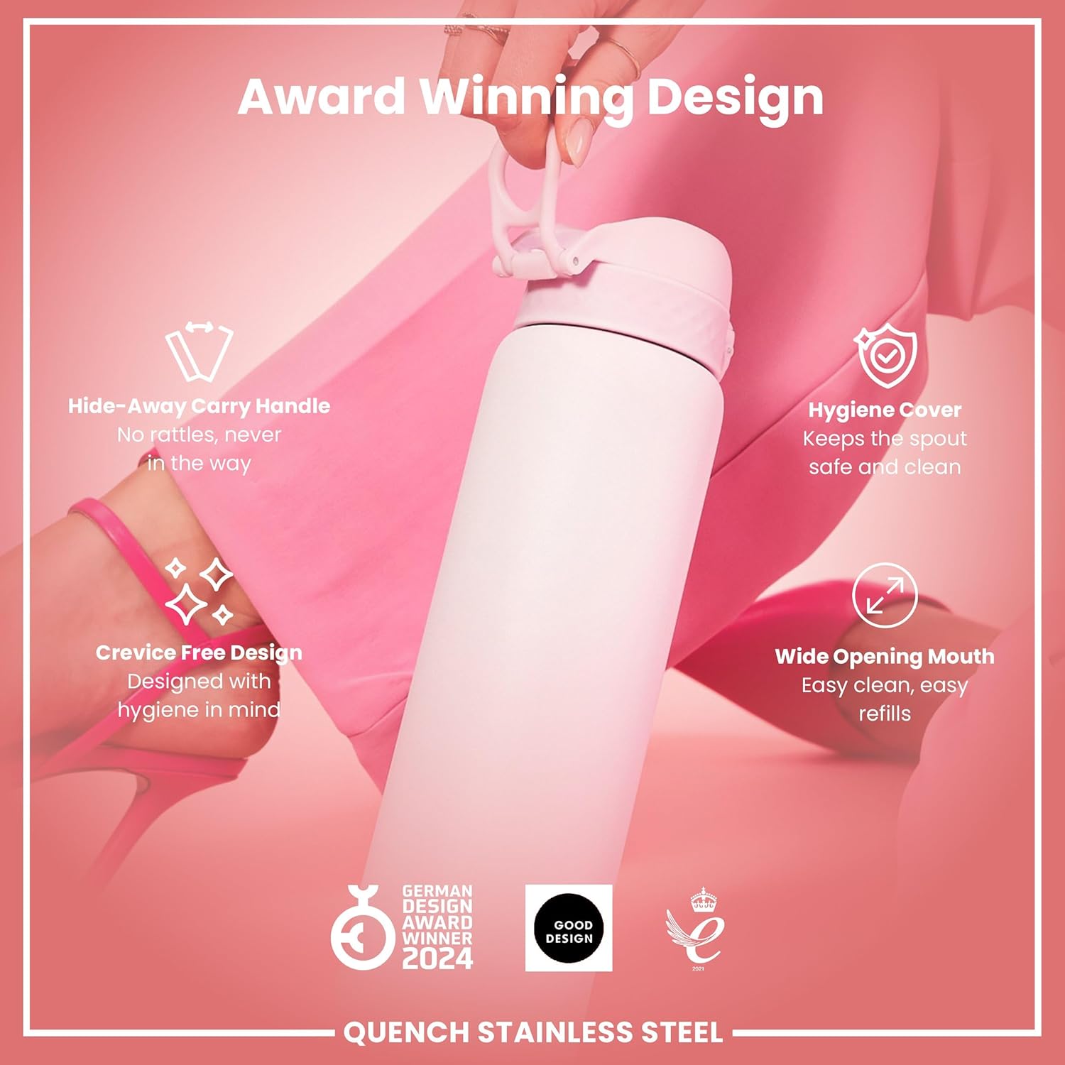 Thumbnail 5 de ION8 Lightweight 1 Litre Stainless Steel Water Bottle (Non-Insulated, Leak-Proof)