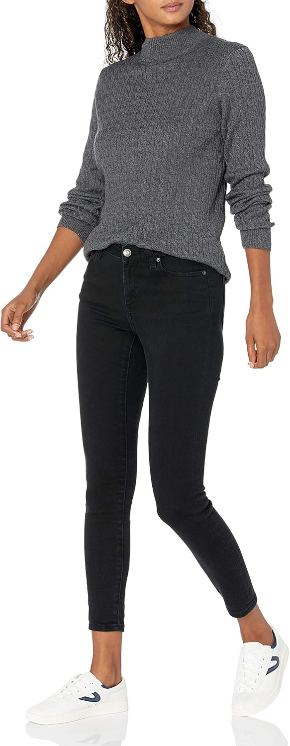 Thumbnail 3 de Amazon Essentials Damen Leichter Langarm-Pullover mit Stehkragen und Zopfmuster (klassische Passform)