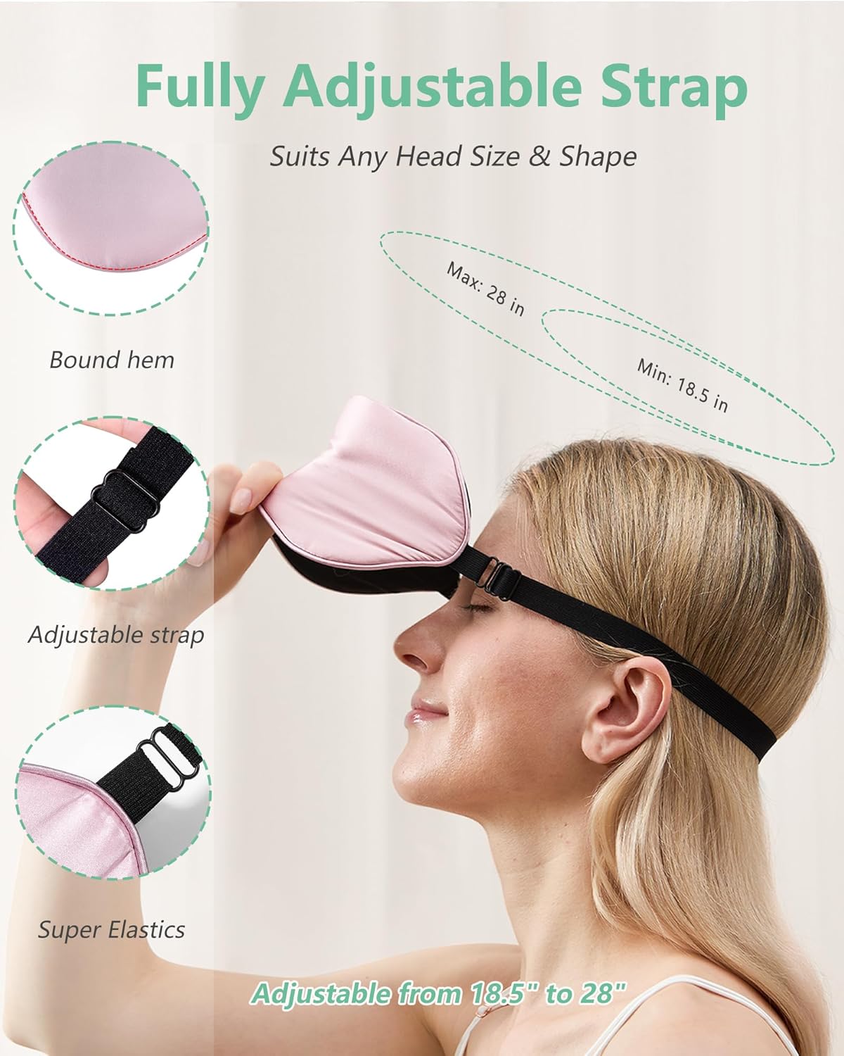 Thumbnail 4 de BeeVines 100% Mulberry Silk Sleep Mask 2-Pack: Adjustable, Light-Blocking Eye Masks for Travel and Sleep