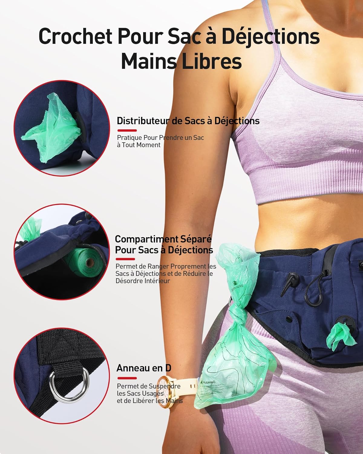 Thumbnail 5 de AGPTEK Sac à friandises pour chien (banane) grande capacité, imperméable, poche amovible et porte-gourde