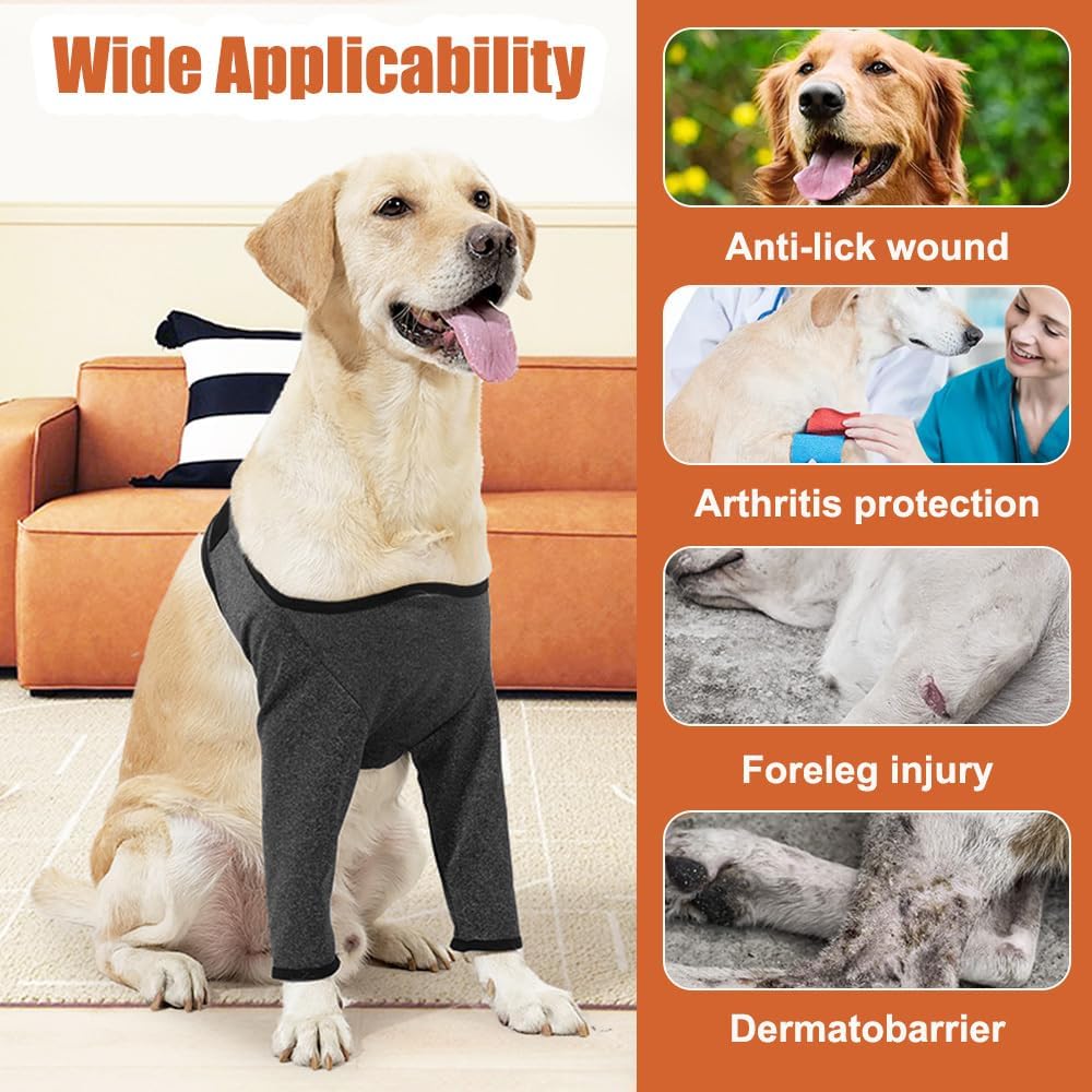 Detalle de DONGKER Dog Elbow Protector for Front Leg Recovery – Breathable, Reusable Sleeve