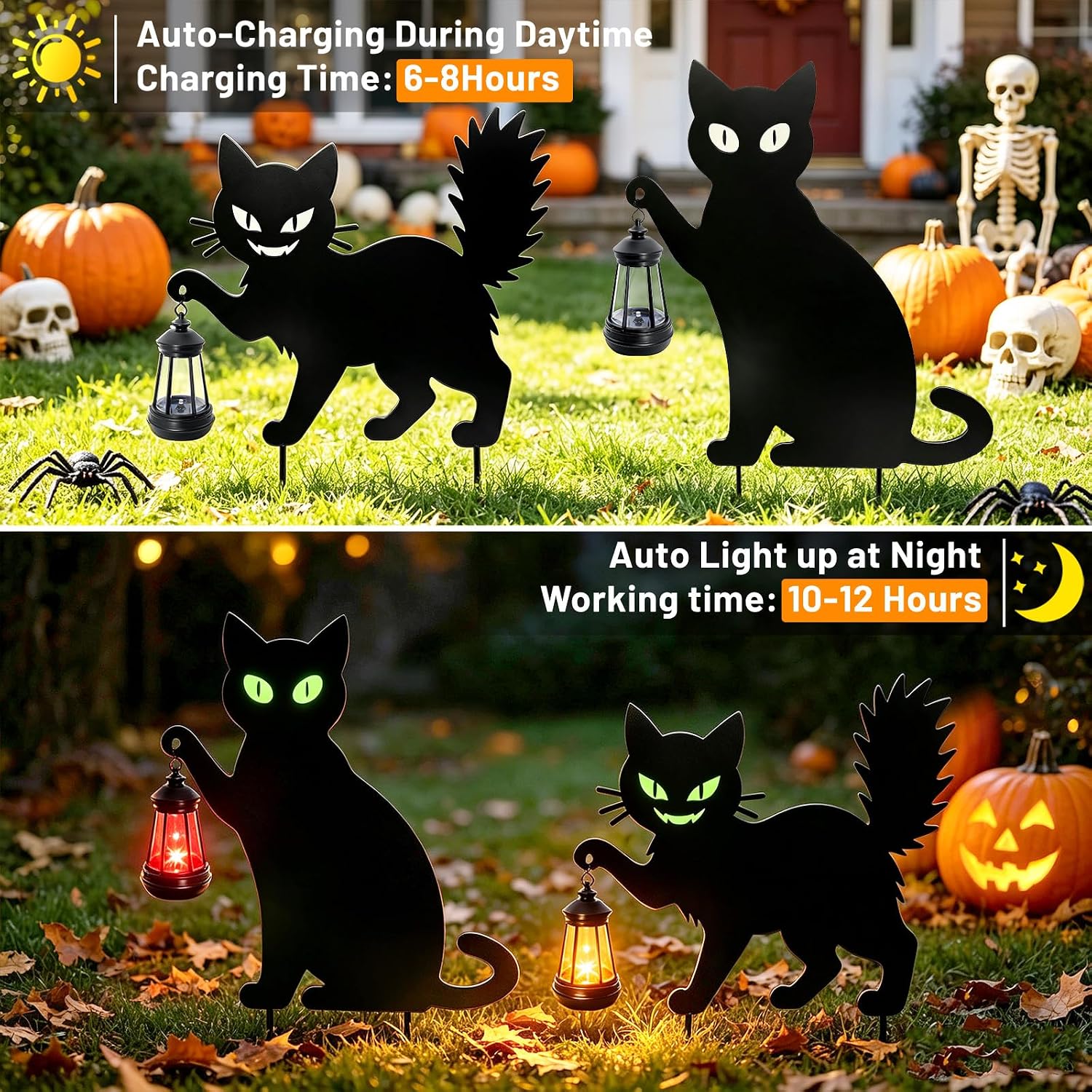Detalle 1 de yulloyello LL-WS-MTD-HZ-2P Black Cat Yard Signs with Glow-in-the-Dark Eyes