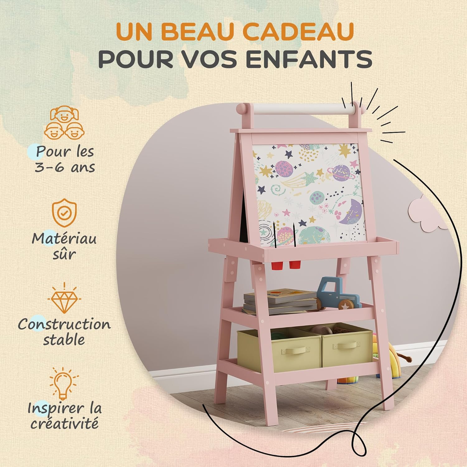 Thumbnail 4 de AIYAPLAY Tableau chevalet enfant 3 en 1