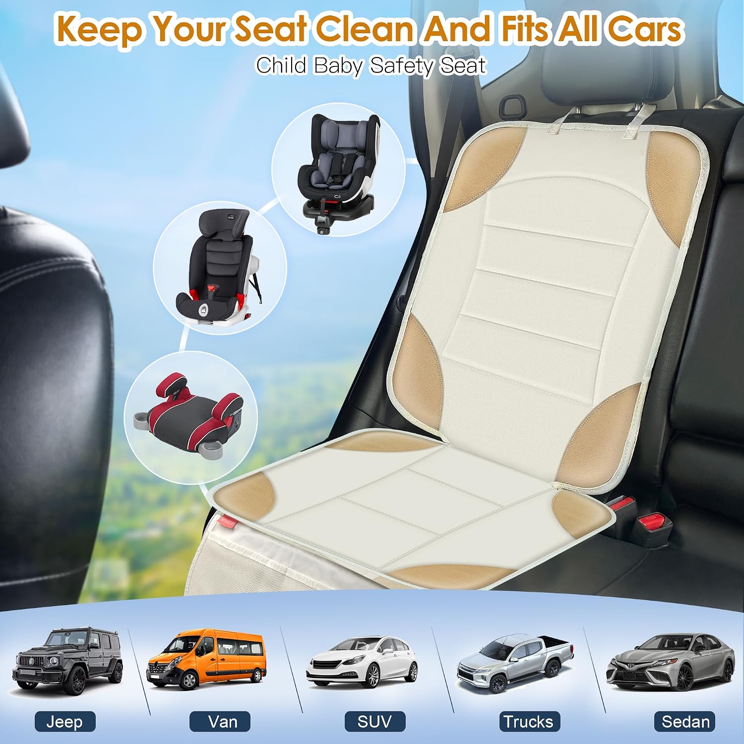 Thumbnail 4 de Sinvitron seat protector under baby car seat, Waterproof 600D Oxford Car Seat Mat