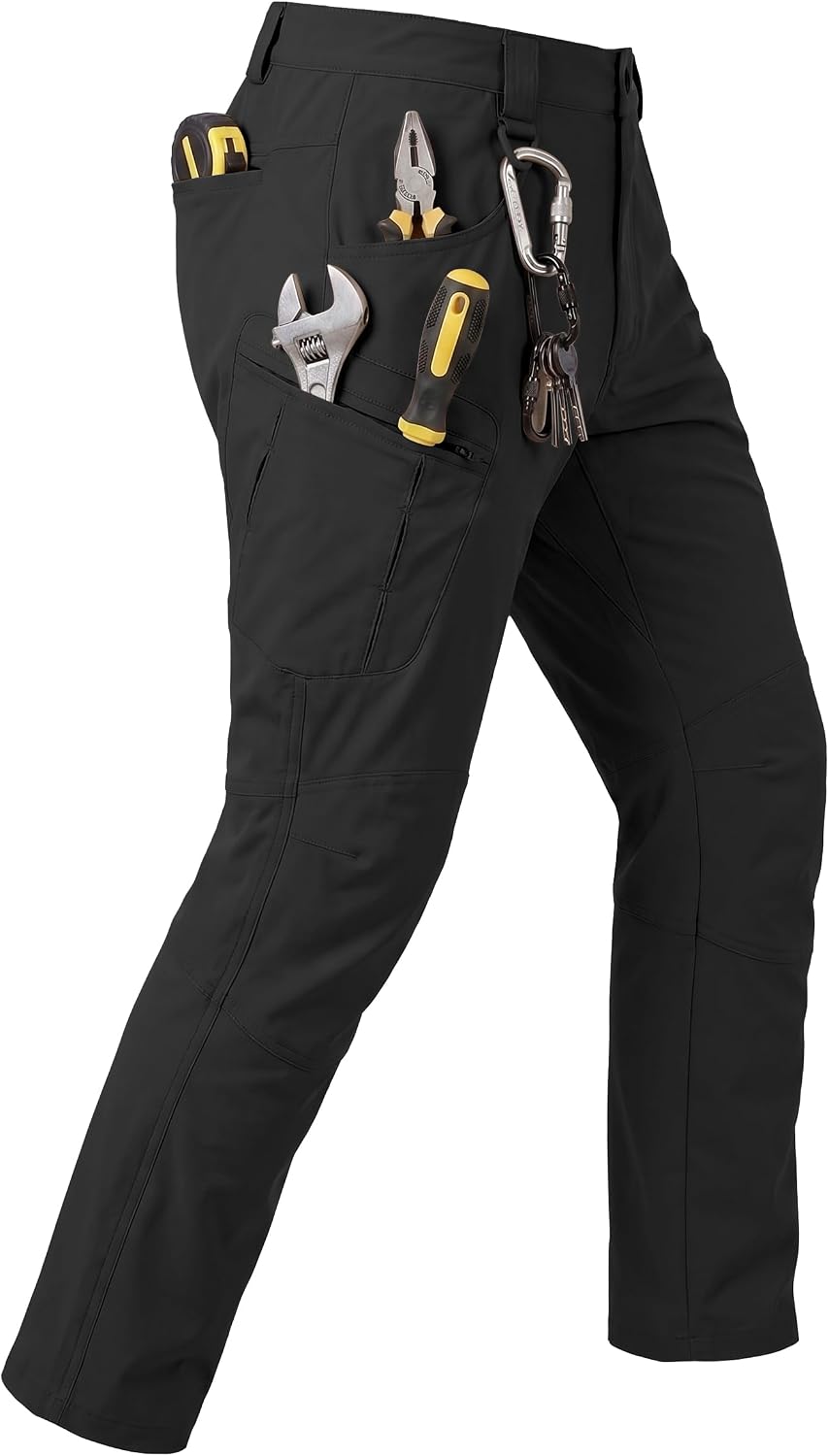 Detalle de Pillxter Men's Stretch Tactical Cargo Pants, 4-Way Stretch, Water-Resistant, 6 Pockets