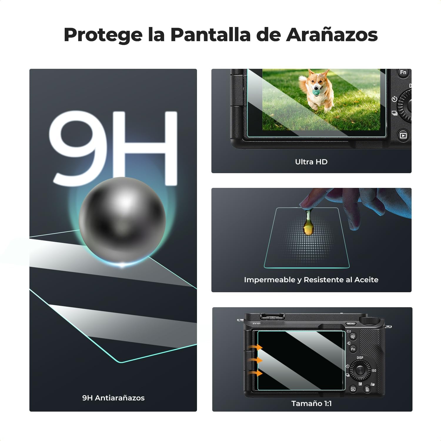 Detalle de K&F CONCEPT Protector de Pantalla 3 piezas 0,3 mm