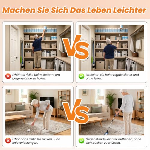 Thumbnail 7 de bemece 91cm Greifzange für Senioren mit Magnet, faltbar & 360° Drehbar