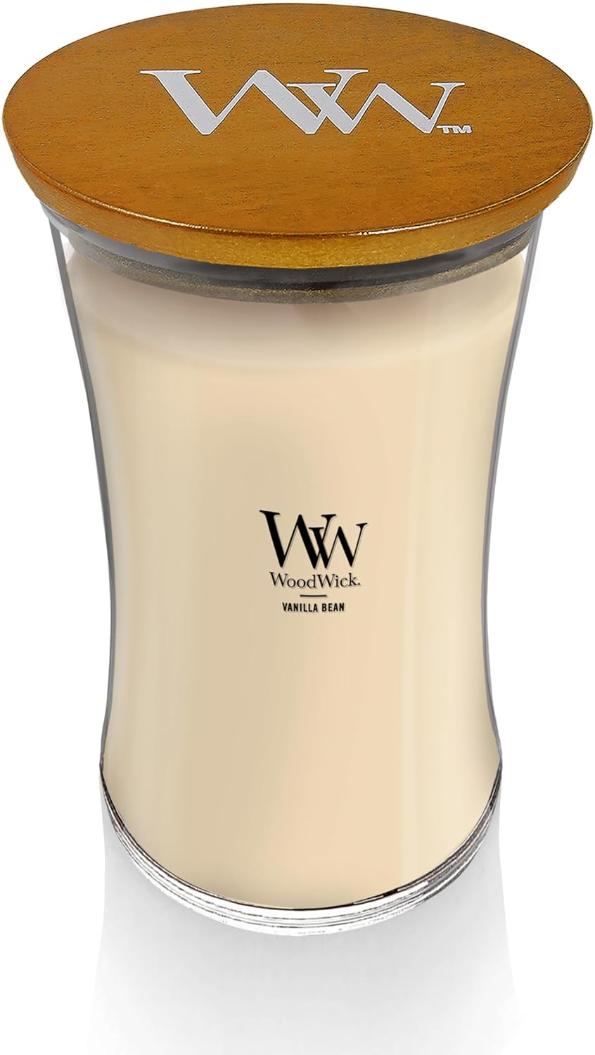 Detalle 2 de WoodWick Candela Grande Profumata Vanilla Bean con Stoppino Scoppiettante – Durata fino a 130 Ore