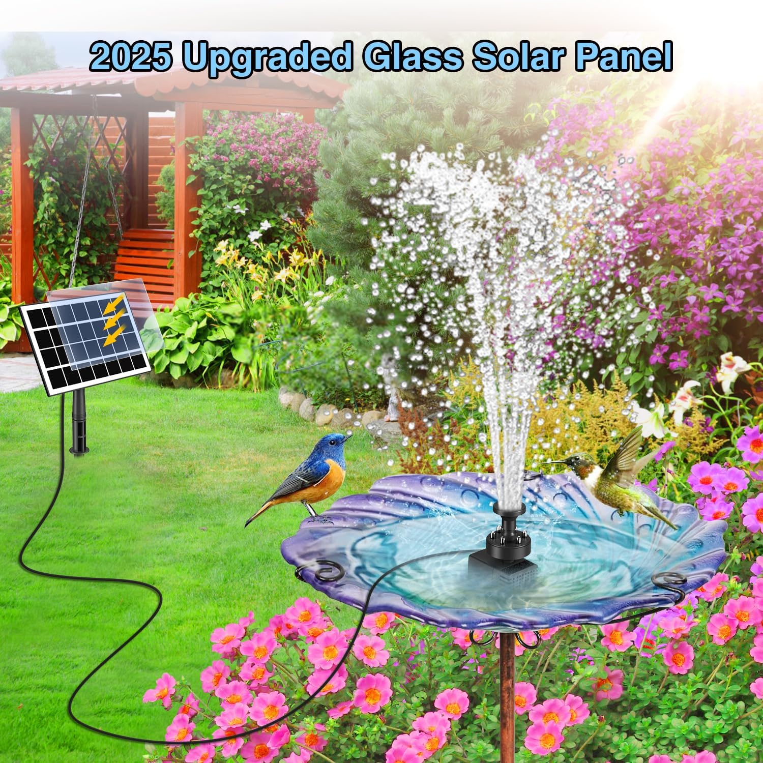Detalle 2 de SZMP Fontaine solaire flottante extérieure 3,5W avec pompe bassin et LED (batterie 2000 mAh)