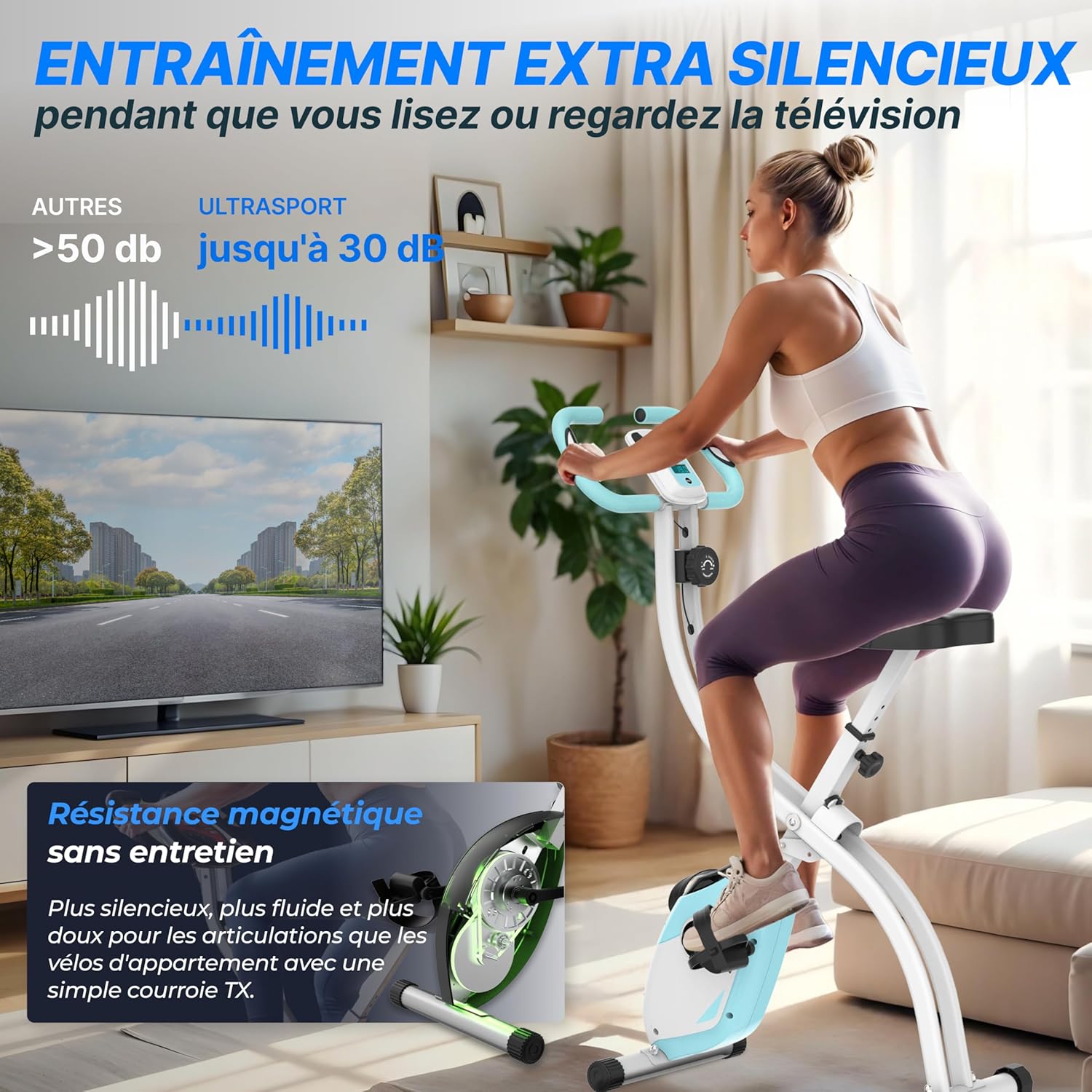 Thumbnail 3 de Ultrasport F-Bike Vélo d’Appartement Pliable 130 kg