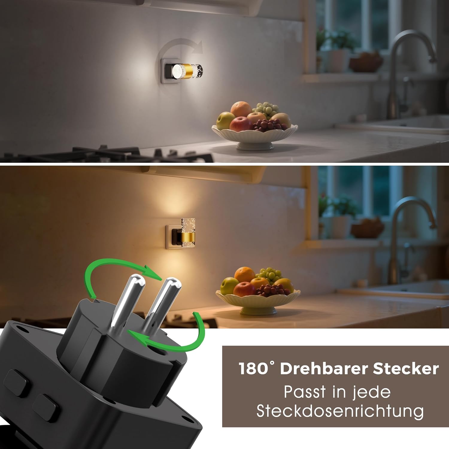 Thumbnail 4 de LOHAS-LED Nachtlicht-Steckdose mit Dämmerungssensor & 3CCT (Bernstein, 3000K, 5000K) – dimmbar 0–100 lm