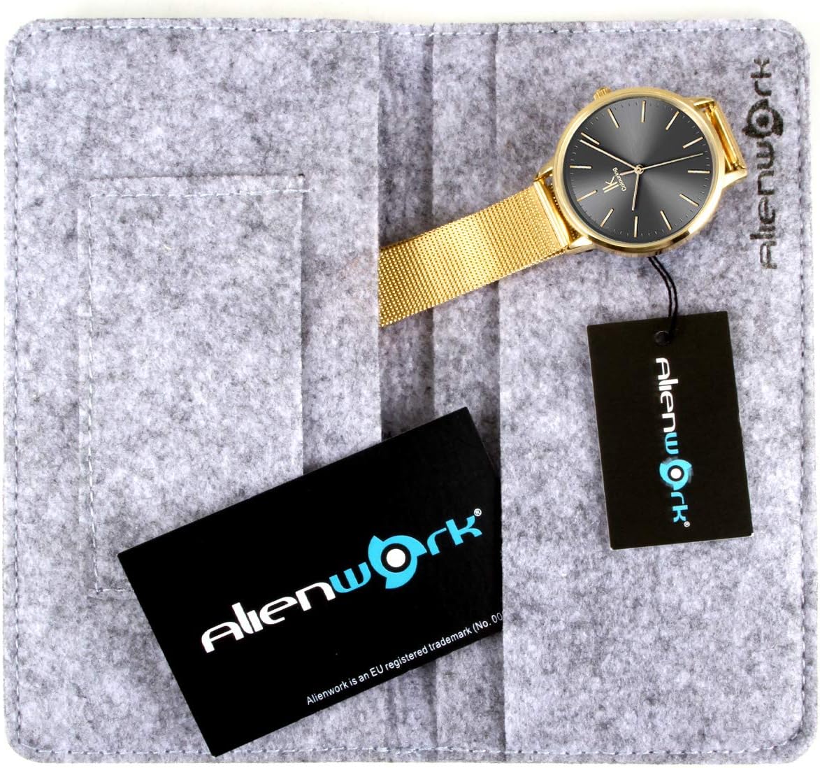 Thumbnail 6 de Alienwork IK Minimalist Montre Femme Ultra Fine avec Bracelet en Maille