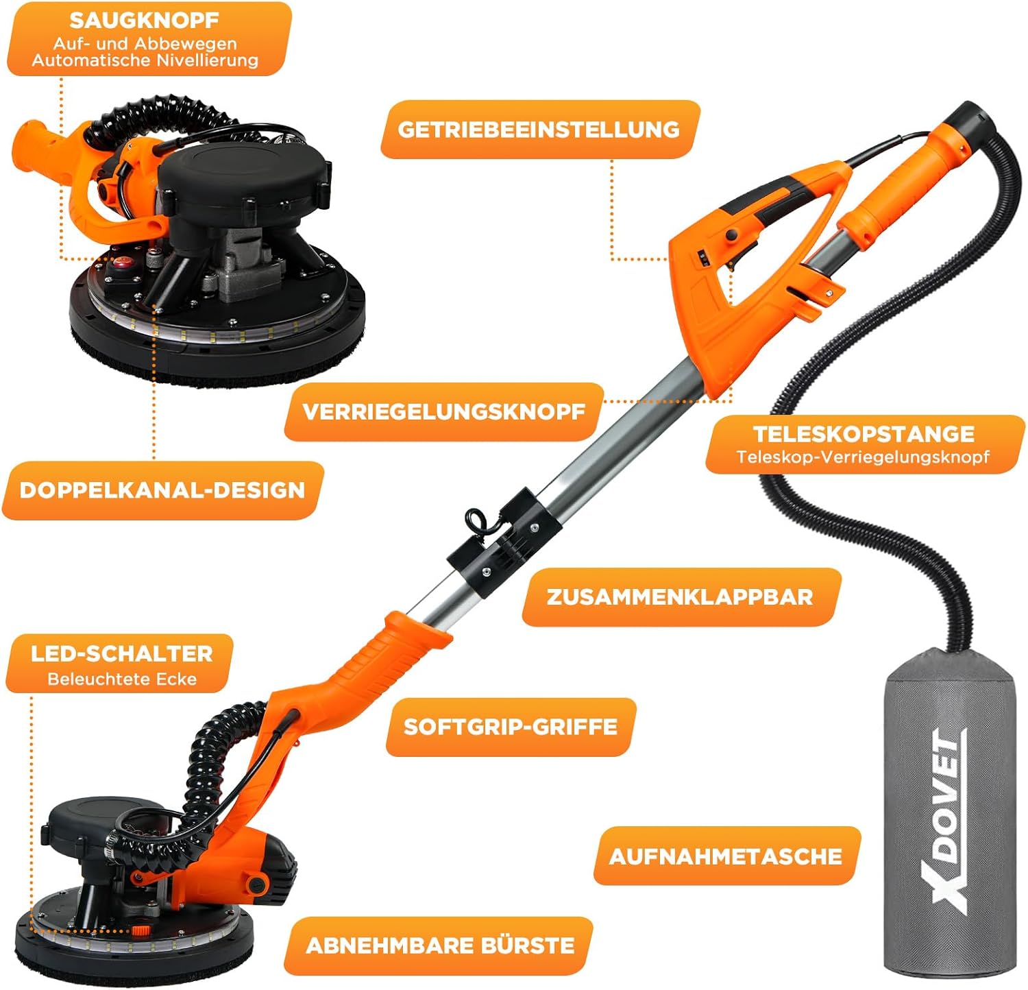 Thumbnail 5 de XDOVET ponceuse murale 750 W 225 mm