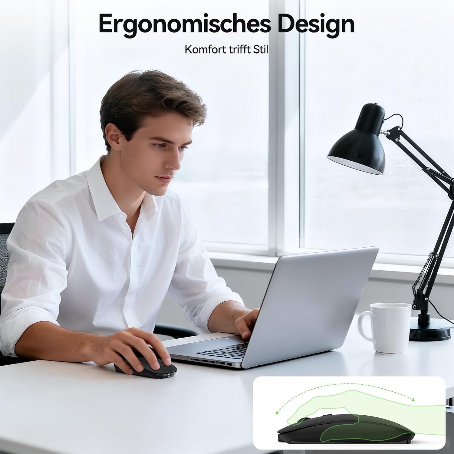 Thumbnail 4 de TECKNET Bluetooth Maus – Kabellose 3‑Geräte‑Maus mit 4800/3200/2400/1600/1200/800 DPI, USB‑Funkempfänger (2,4 GHz), Bluetooth 5.0, ultradünn und leise