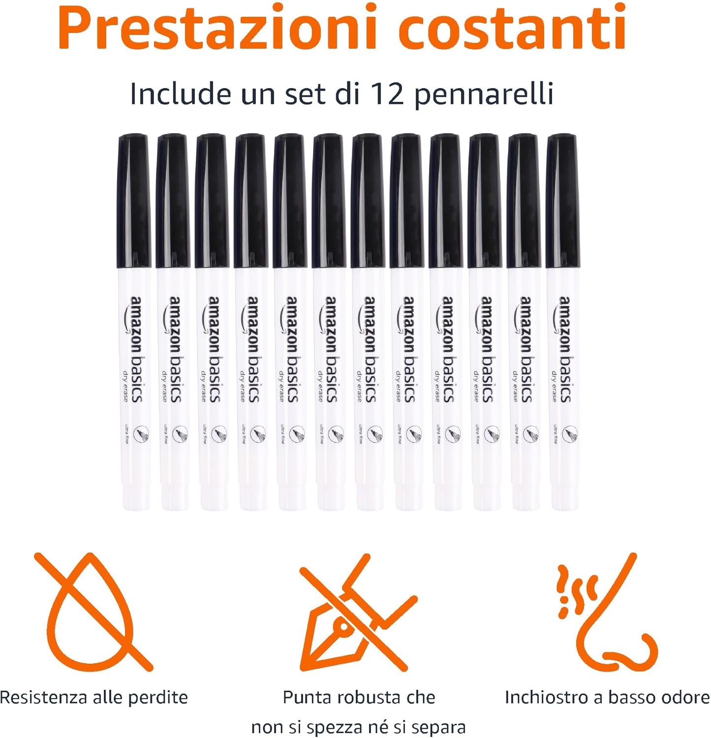 Thumbnail 1 de Amazon Basics Pennarelli per lavagna cancellabile punta ultra fine 12 🖊