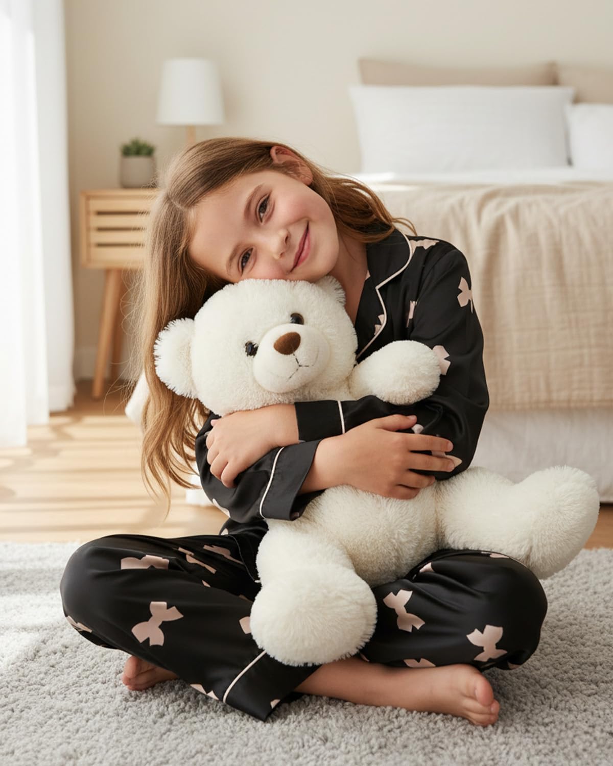 Thumbnail 3 de JiAmy pyjamas för flickor, tvådelat set i polyester med knappslå, 8–12 år