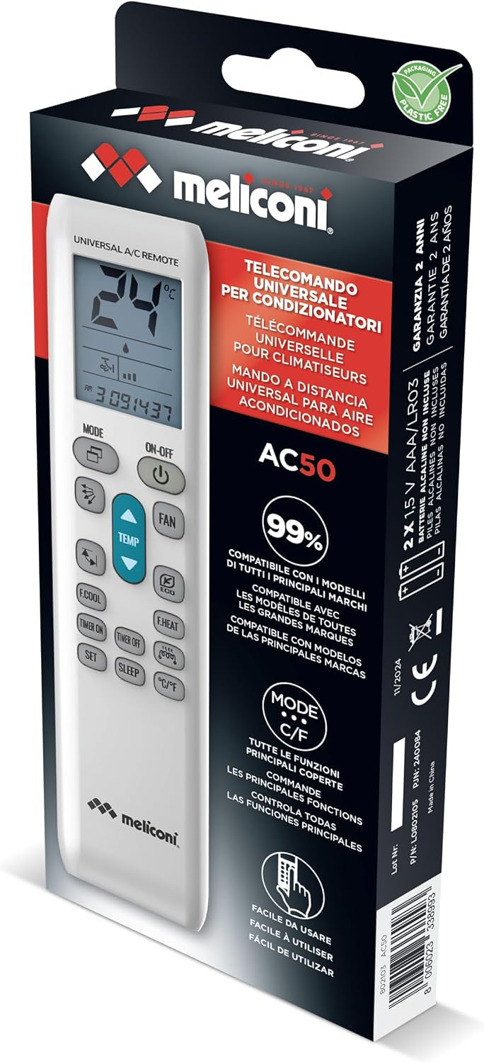 Detalle 2 de Meliconi AC50 Télécommande Universelle pour climatiseurs – Compatibilité étendue et mémoire permanente