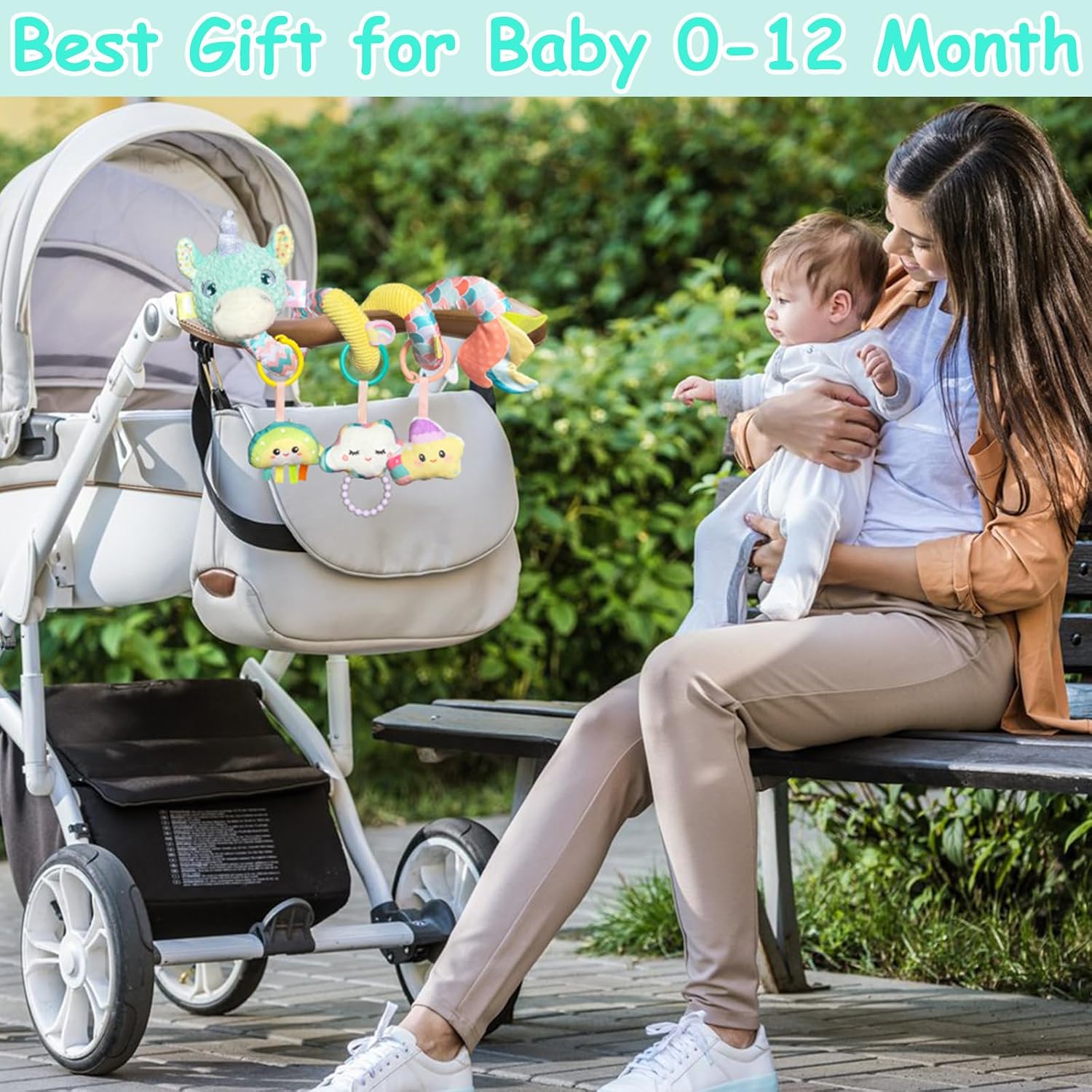 Thumbnail 6 de Kulveanju Baby Spiral Pram Toy 0-6 Months – Musical Plush Spiral Activity for Baby Strollers and Car Seats