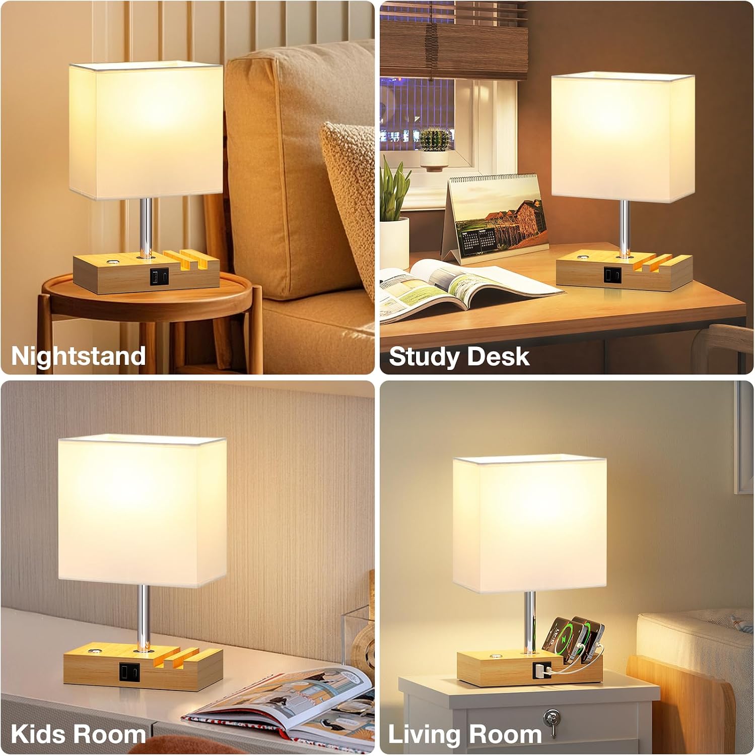 Thumbnail 6 de PreeOtti White Table Lamp with USB