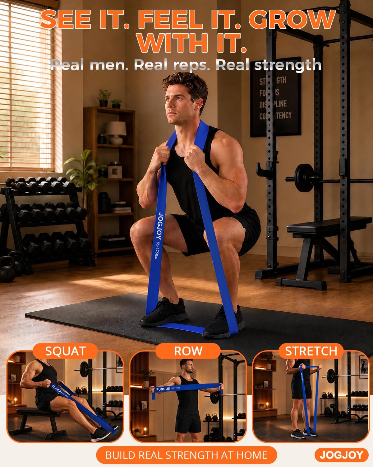 Detalle de JOGJOY JOGJOYZLD002 Resistance Band Set, 35–175 lb TPE, 3 Levels