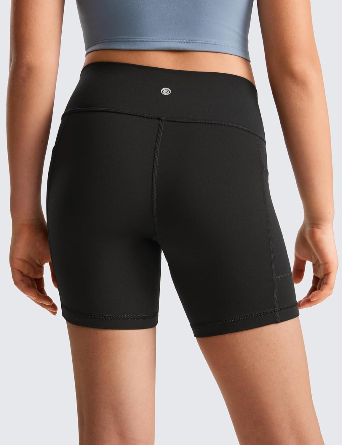 Detalle de CRZ YOGA Filles Butterluxe Athlétique Motard Taille Haute Shorts avec Poches