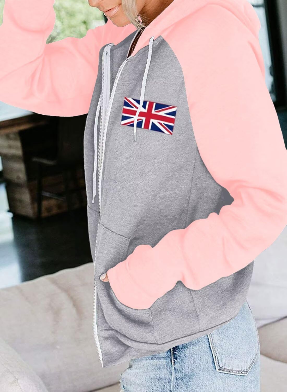 Thumbnail 1 de LACOZY Women's Long Sleeve Zip Up Hoodies: Colour-Block Casual Oversized Hoodie with Pocket