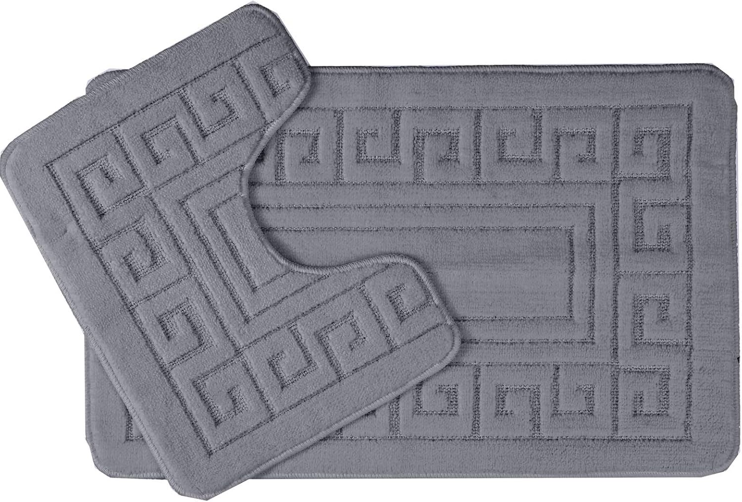 Detalle de EDS Luxury 2 Piece Greek Bath Mat Set (Charcoal) – Non-Slip, Ultra Soft & Water Absorbent