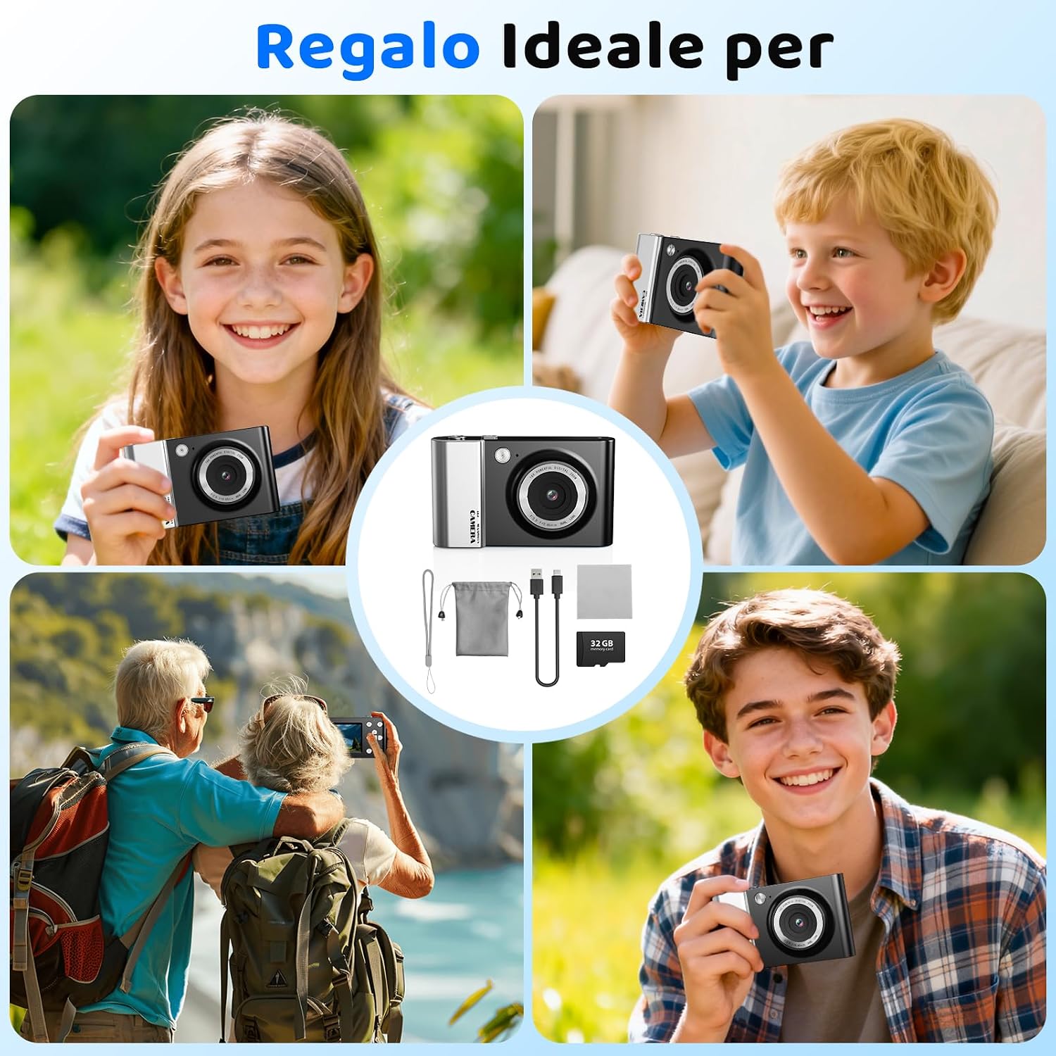 Thumbnail 6 de CHAKEYAKE Fotocamera Digitale 4K 64MP con Scheda 32GB – Compatta, Multifunzione e per Principianti