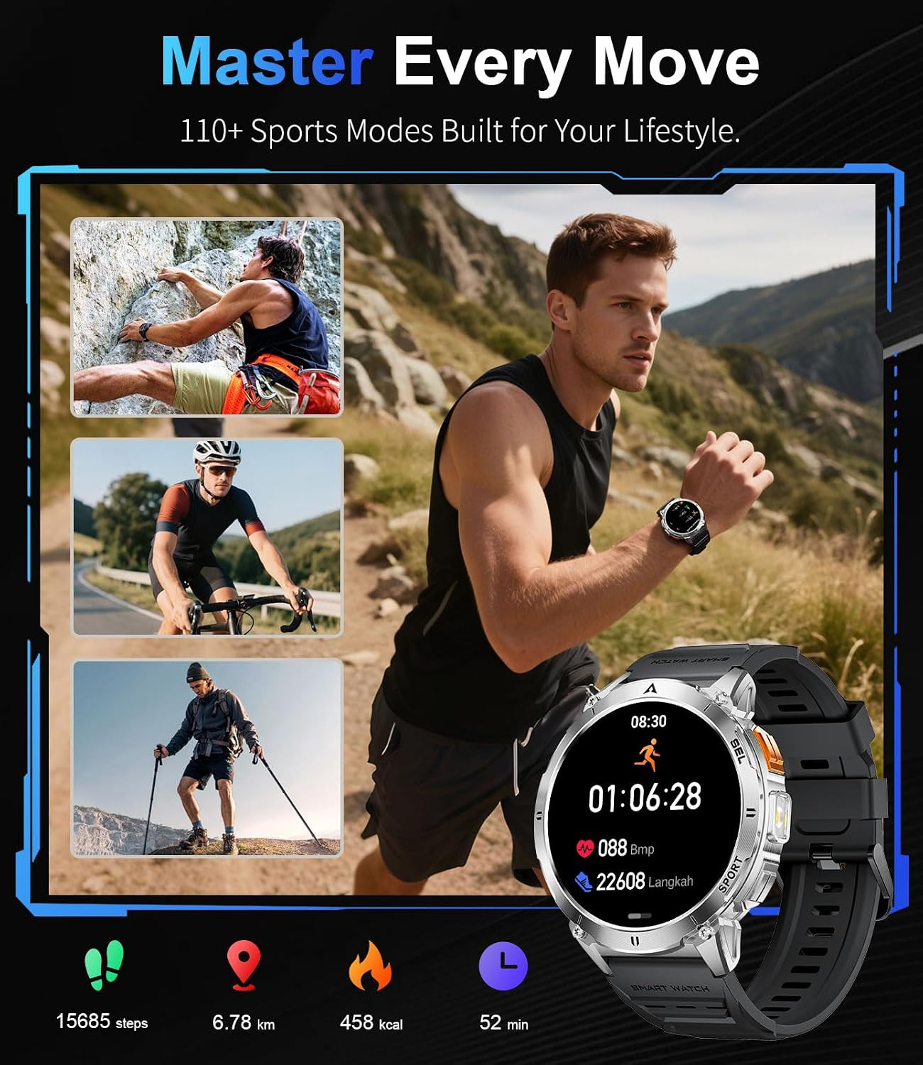 Thumbnail 5 de LIGE Military Smart Watch 1.62" AMOLED