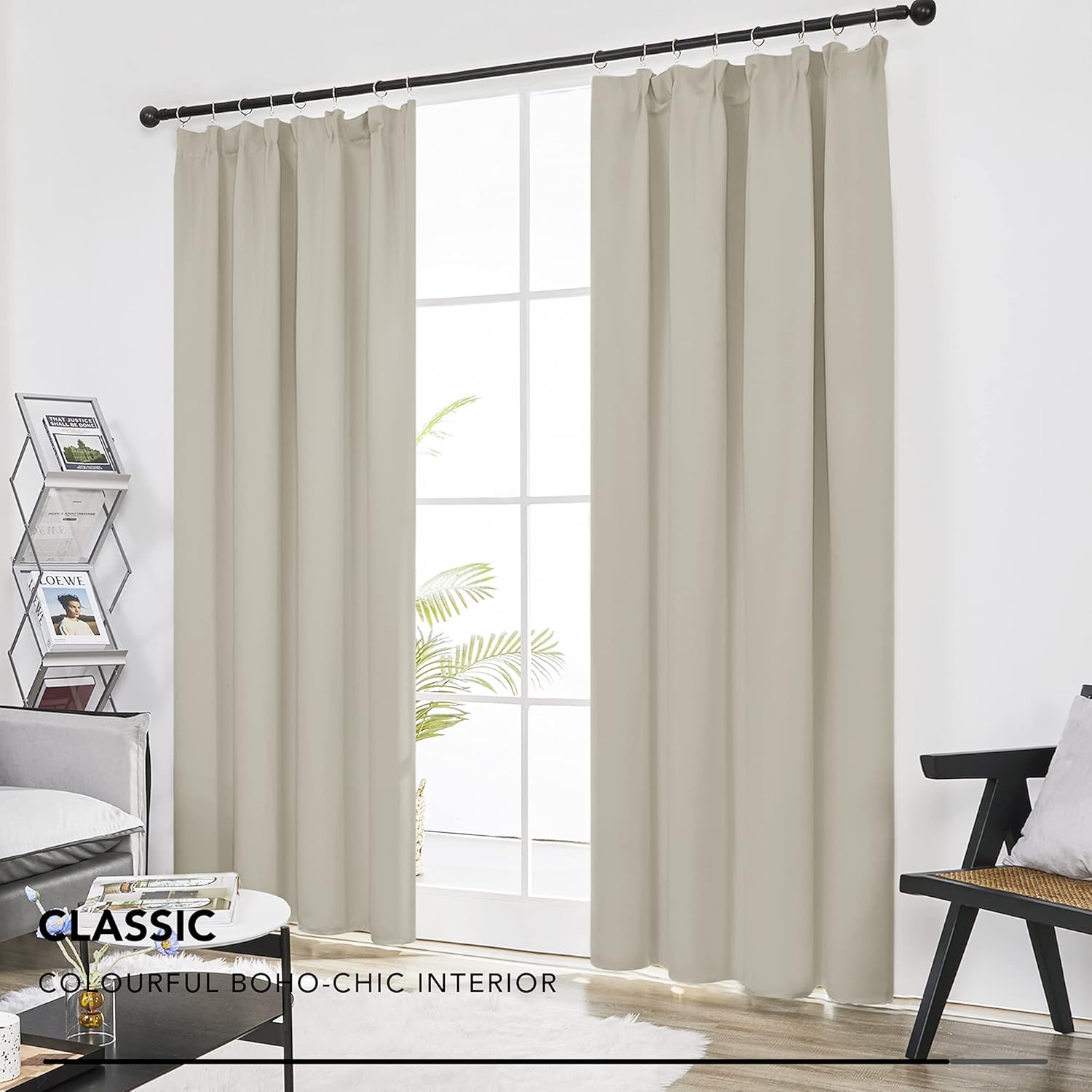 Thumbnail 3 de Deconovo Tende oscuranti per camera da letto – 2 pezzi, 140x290 cm, beige chiaro