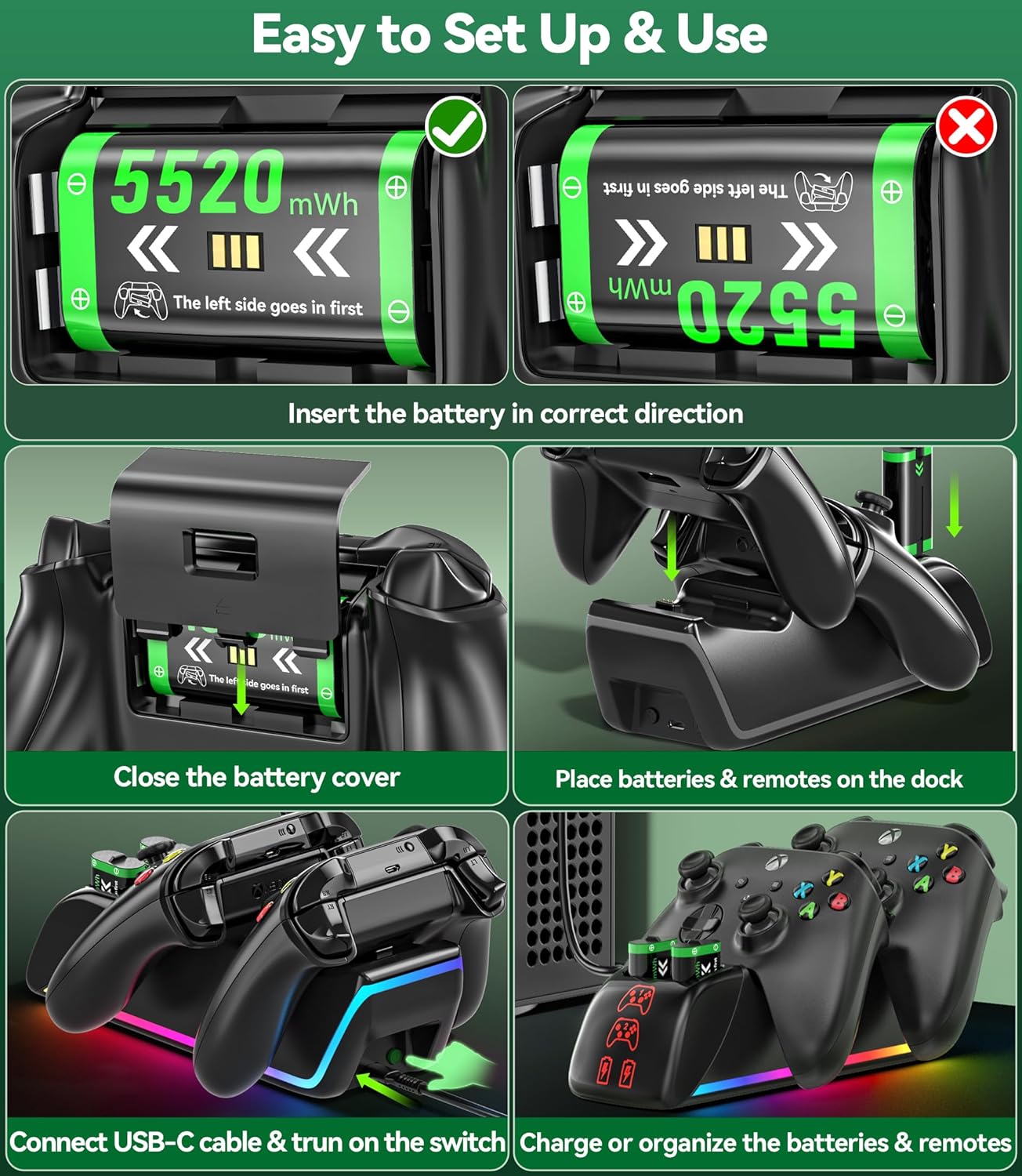 Thumbnail 3 de Xbox Controller Charger Station with 4 x 5520mWh Rechargeable Battery Packs