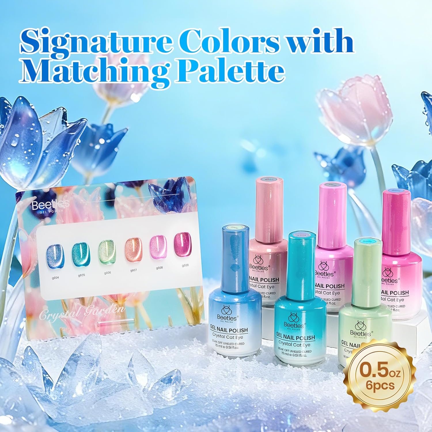 Thumbnail 1 de Beetles Crystal Garden Cat Eye Gel Nail Polish Set — 6 Colors, 15ml Each