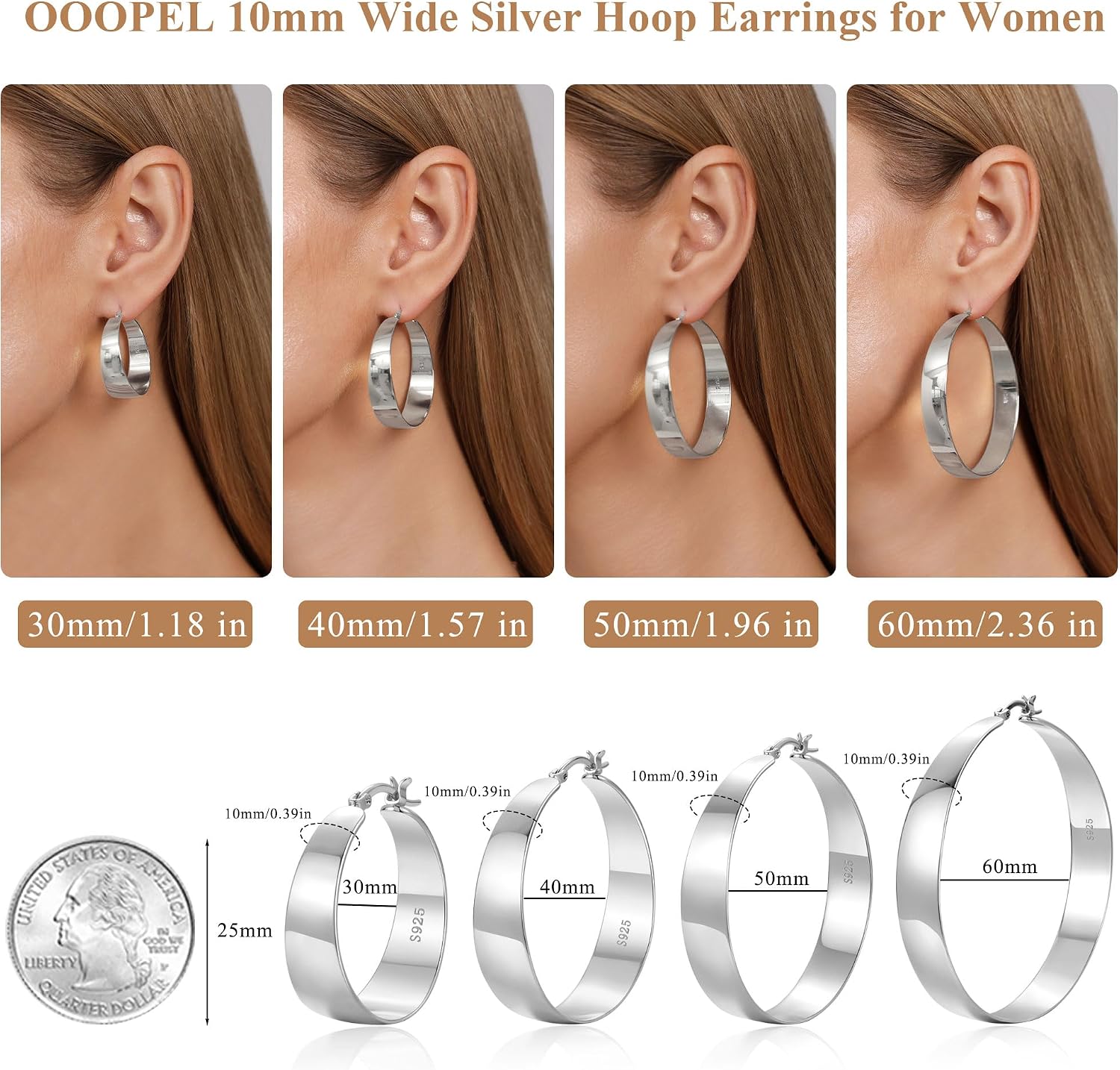 Detalle 1 de OOOPEL Hoop Earrings, 10mm Wide