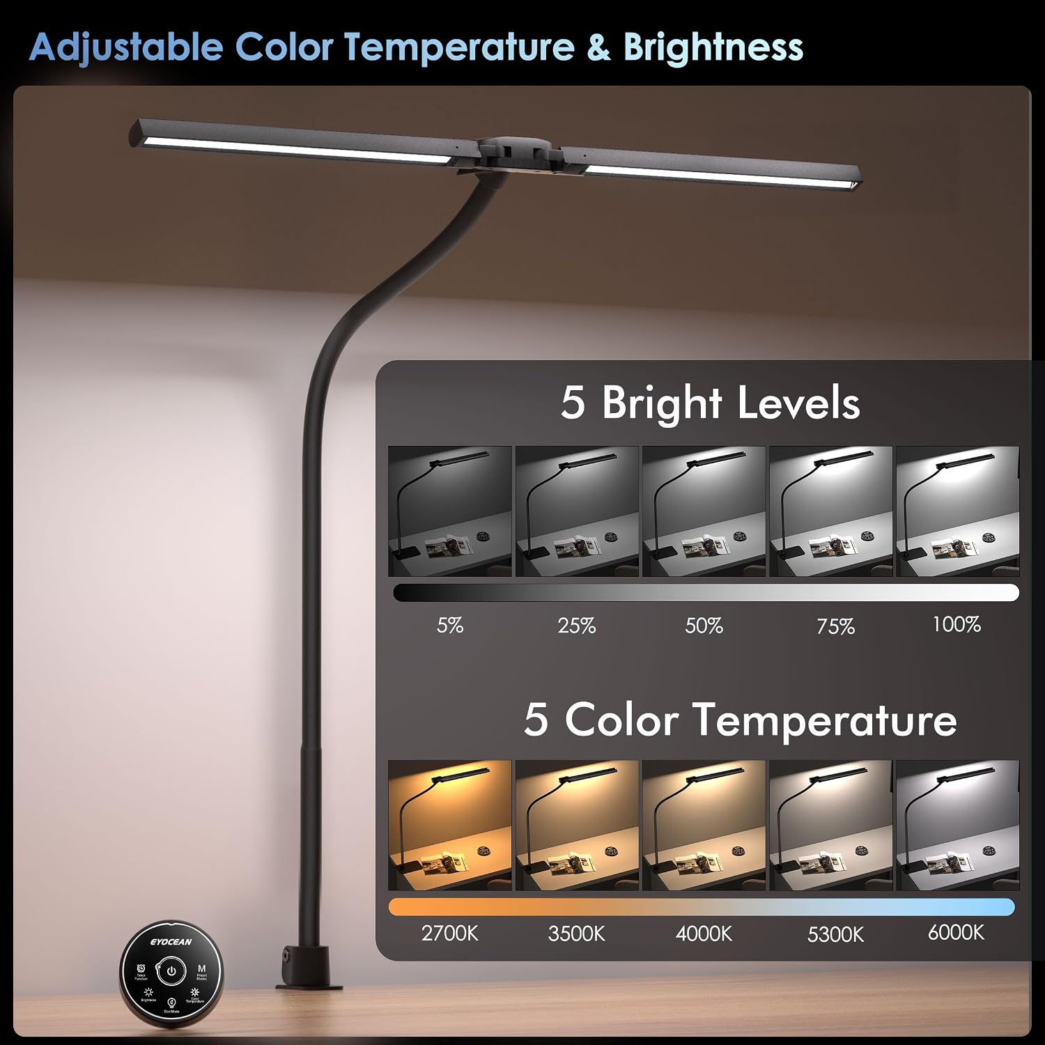 Detalle 1 de EYOCEAN Schreibtischlampe 72 cm dimmbar