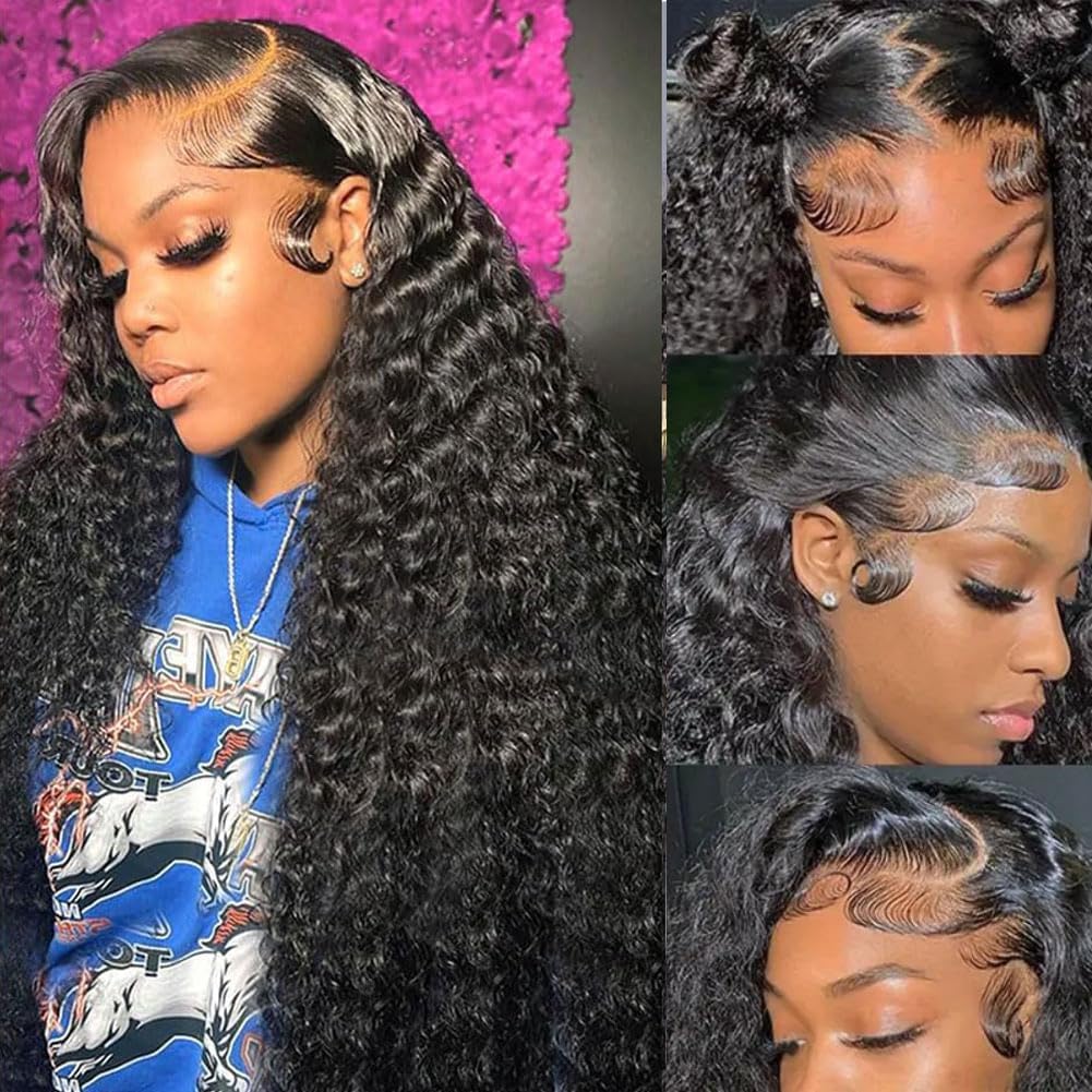 Detalle de Durya Deep Wave 13x4 HD Transparent Lace Front Wig (Human Hair, 220% Density)