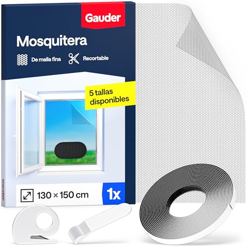 Detalle de GAUDER Mosquitera de ventana 130x150 cm – protección anti-insectos sin perforar