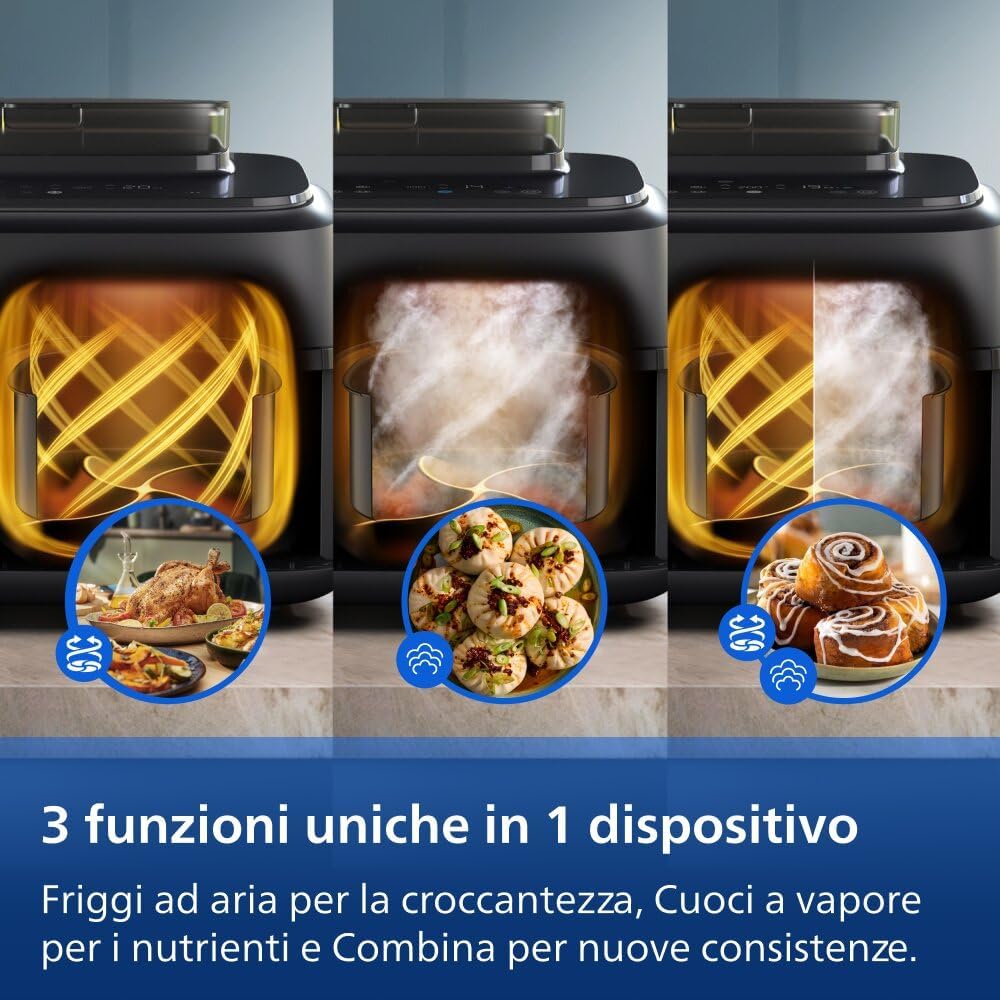 Thumbnail 3 de Philips Airfryer Serie 5000 doppio cestello con vapore: cottura a vapore, aria e combinata per 9 L