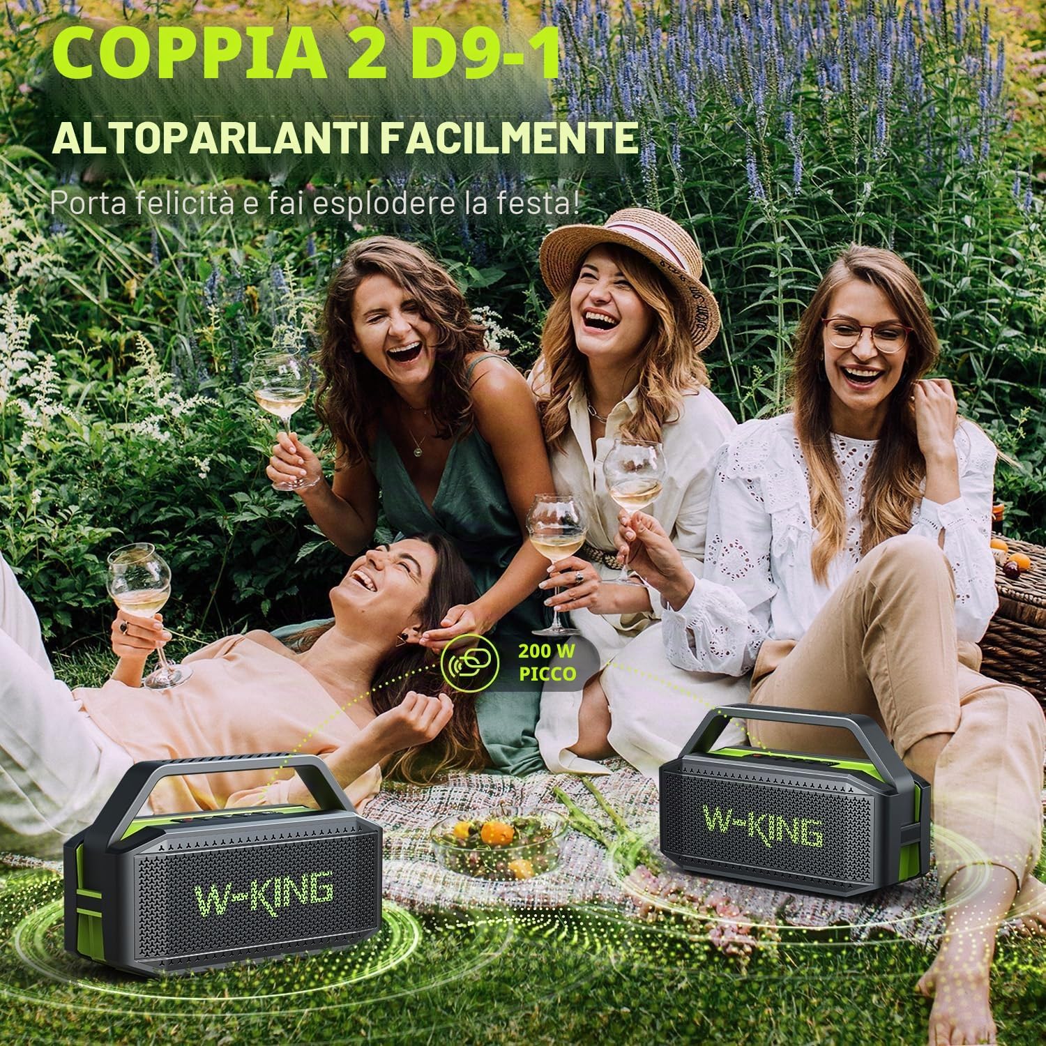 Detalle de W-KING D9-1: Altoparlante Bluetooth 60 W, impermeabile, Powerbank e 40 ore di autonomia