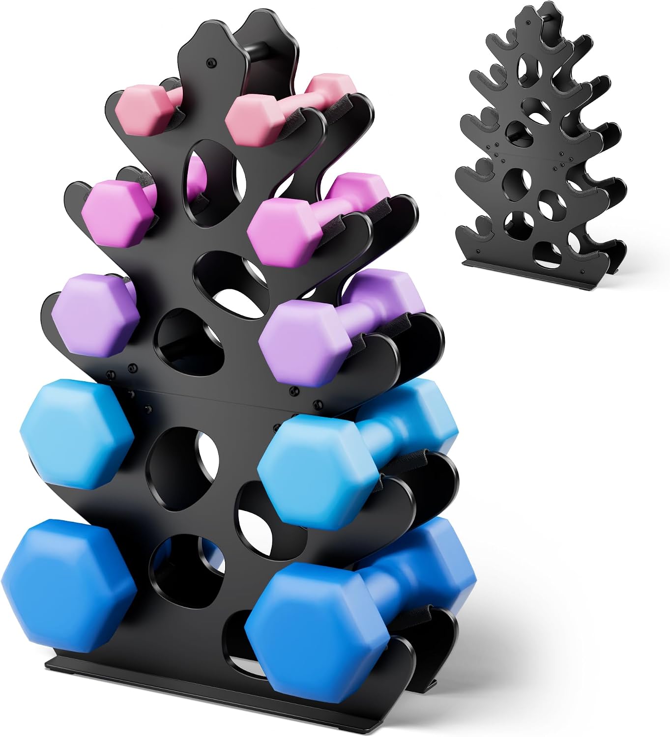 Detalle de Josmimic 11 4-Tier Dumbbell Rack with A-Frame Design and Rubber Edges